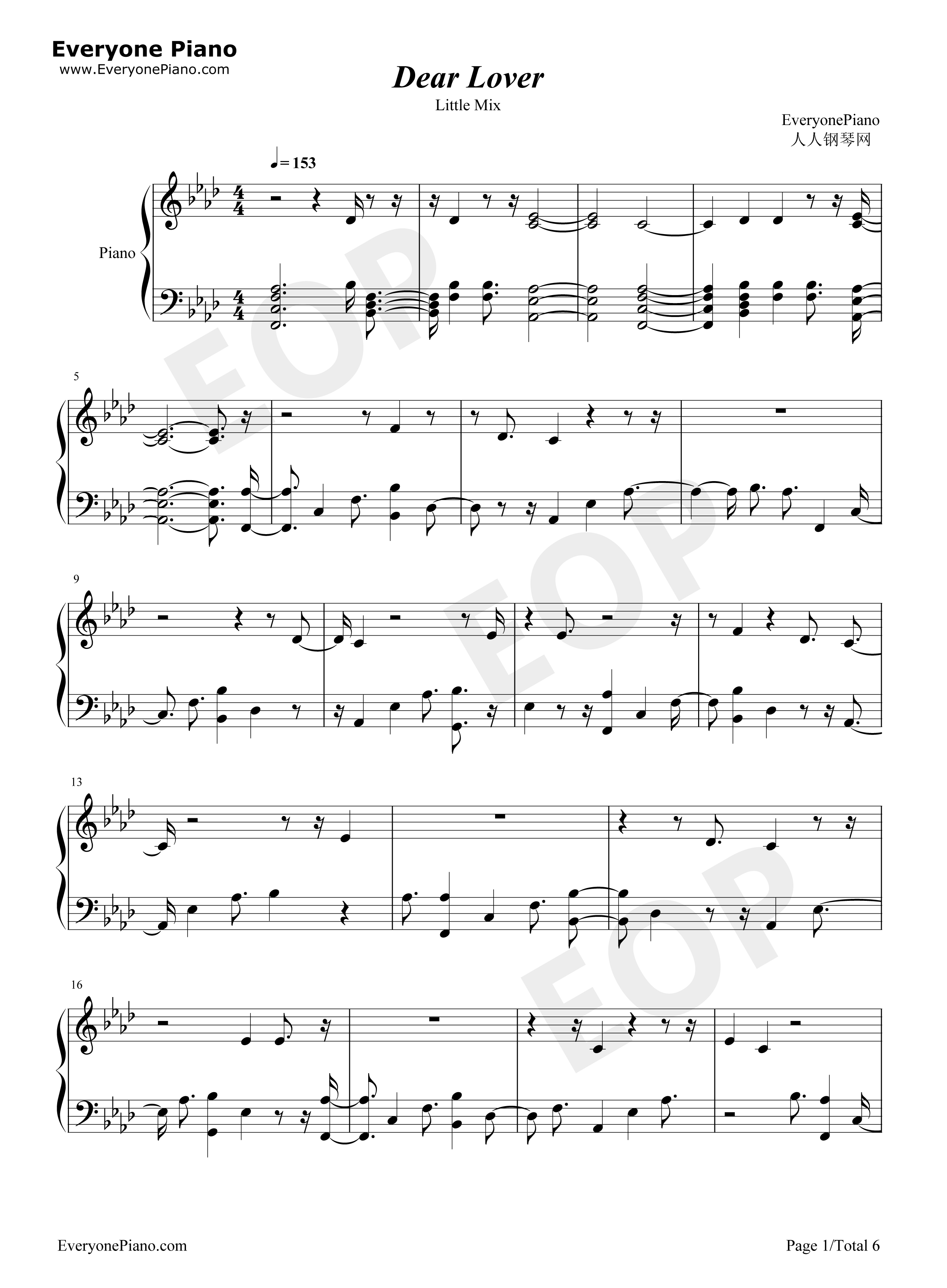 Dear Lover钢琴谱-Little Mix1