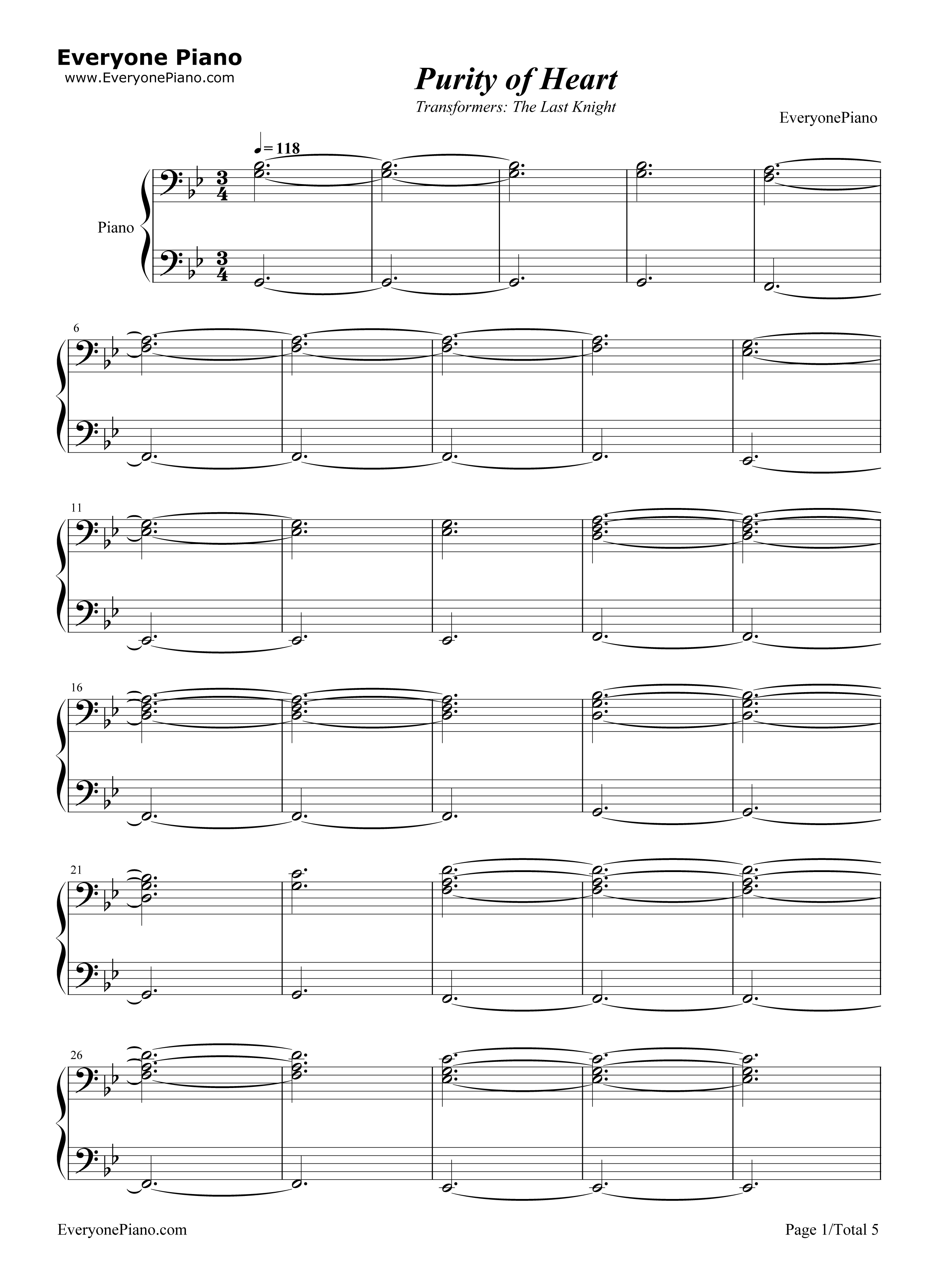 Purity of Heart钢琴谱-Steve Jablonsky1