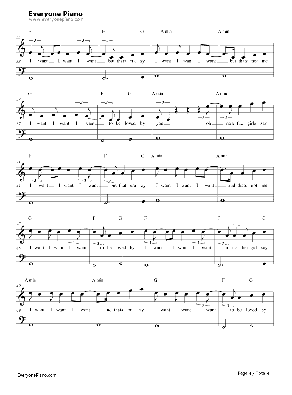 I Want钢琴谱-One Direction3