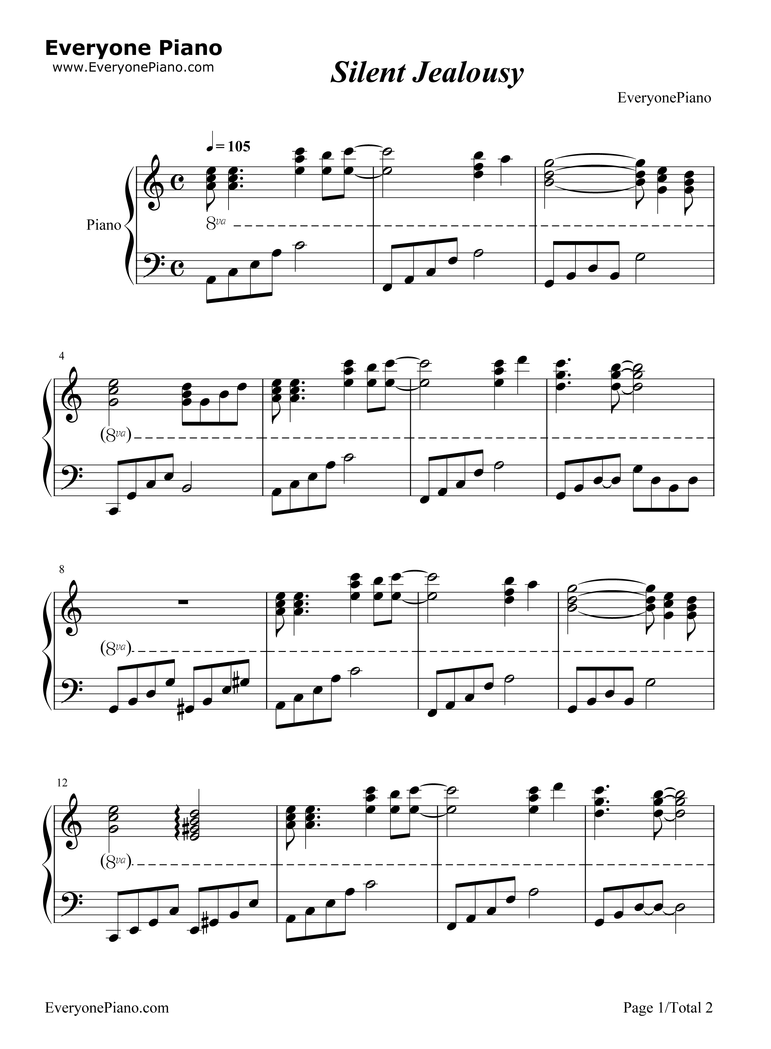 Silent Jealousy钢琴谱-Yoshiki1