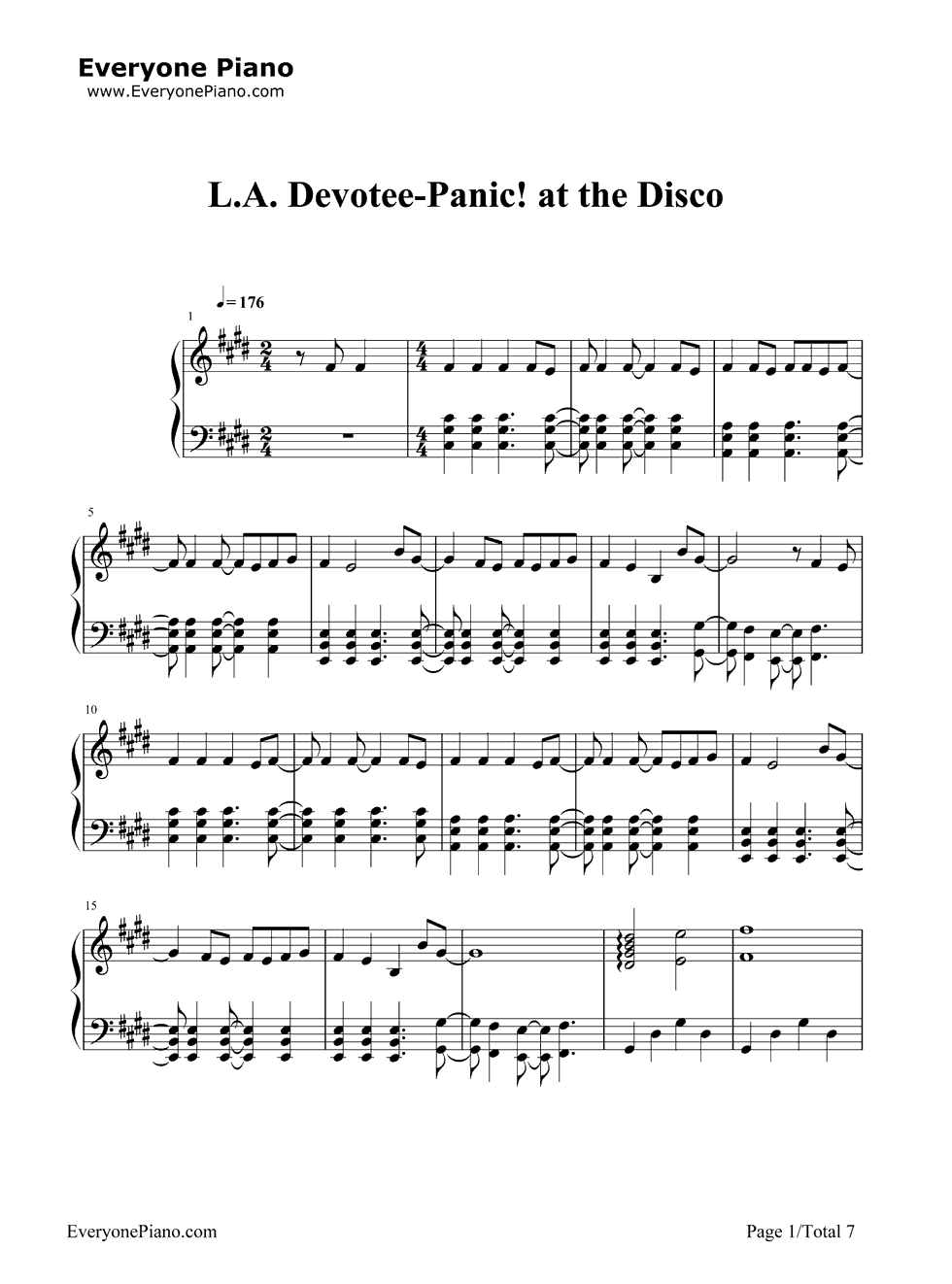 LA Devotee钢琴谱-Panic at the Disco1