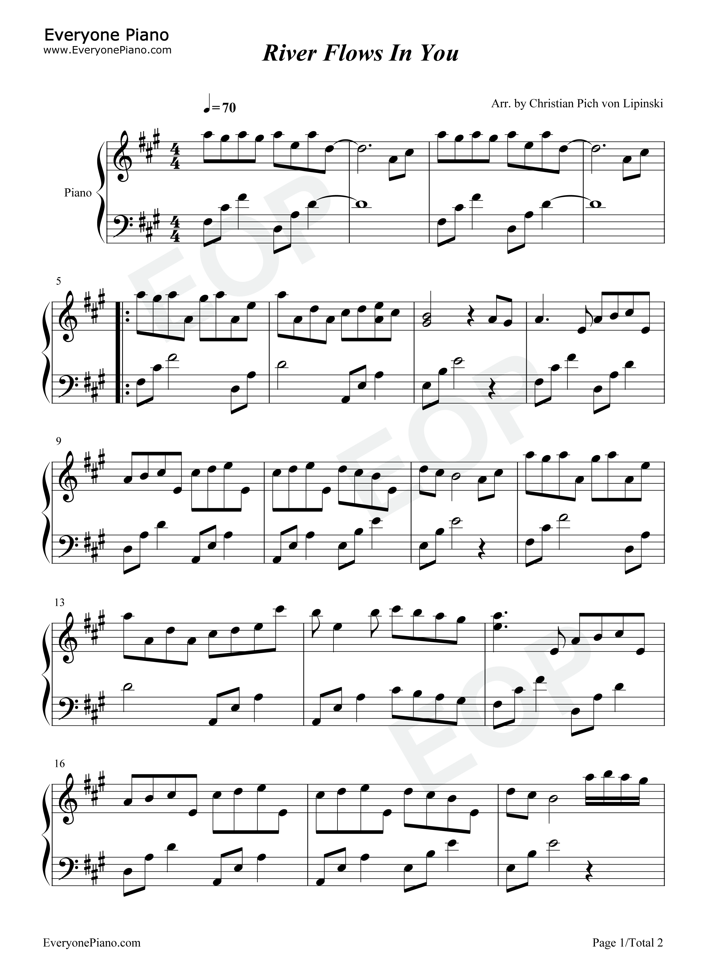 你的心河钢琴谱-李闰珉 Yiruma1