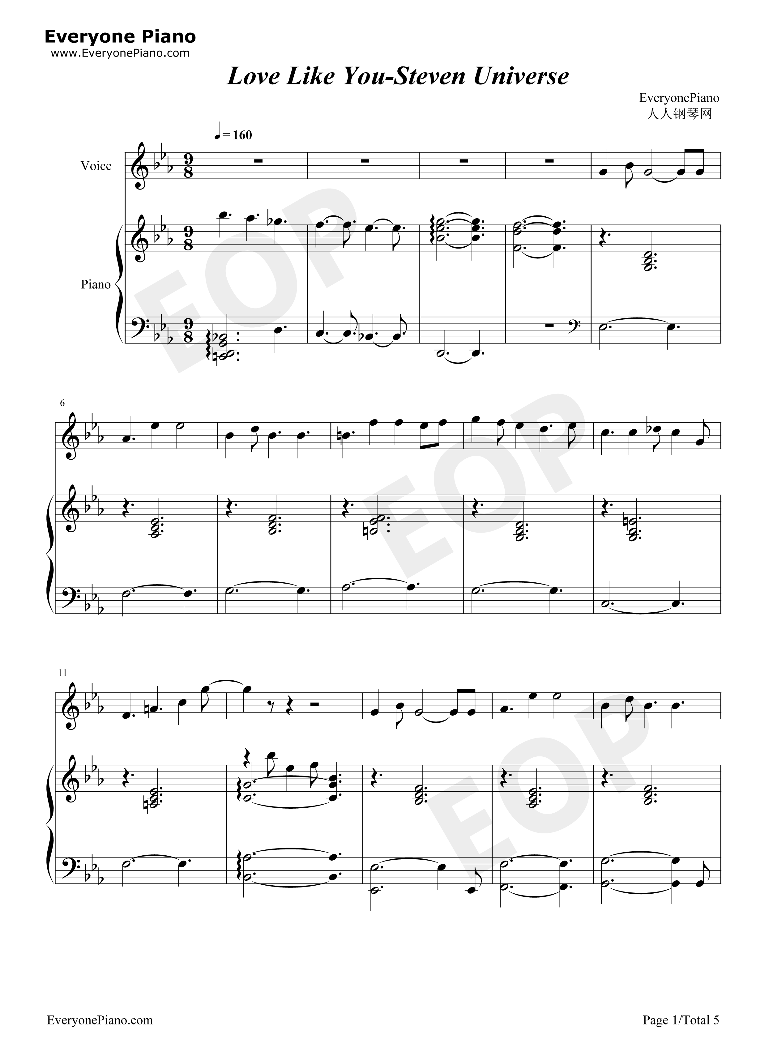 Love Like You钢琴谱-Rebecca Sugar1