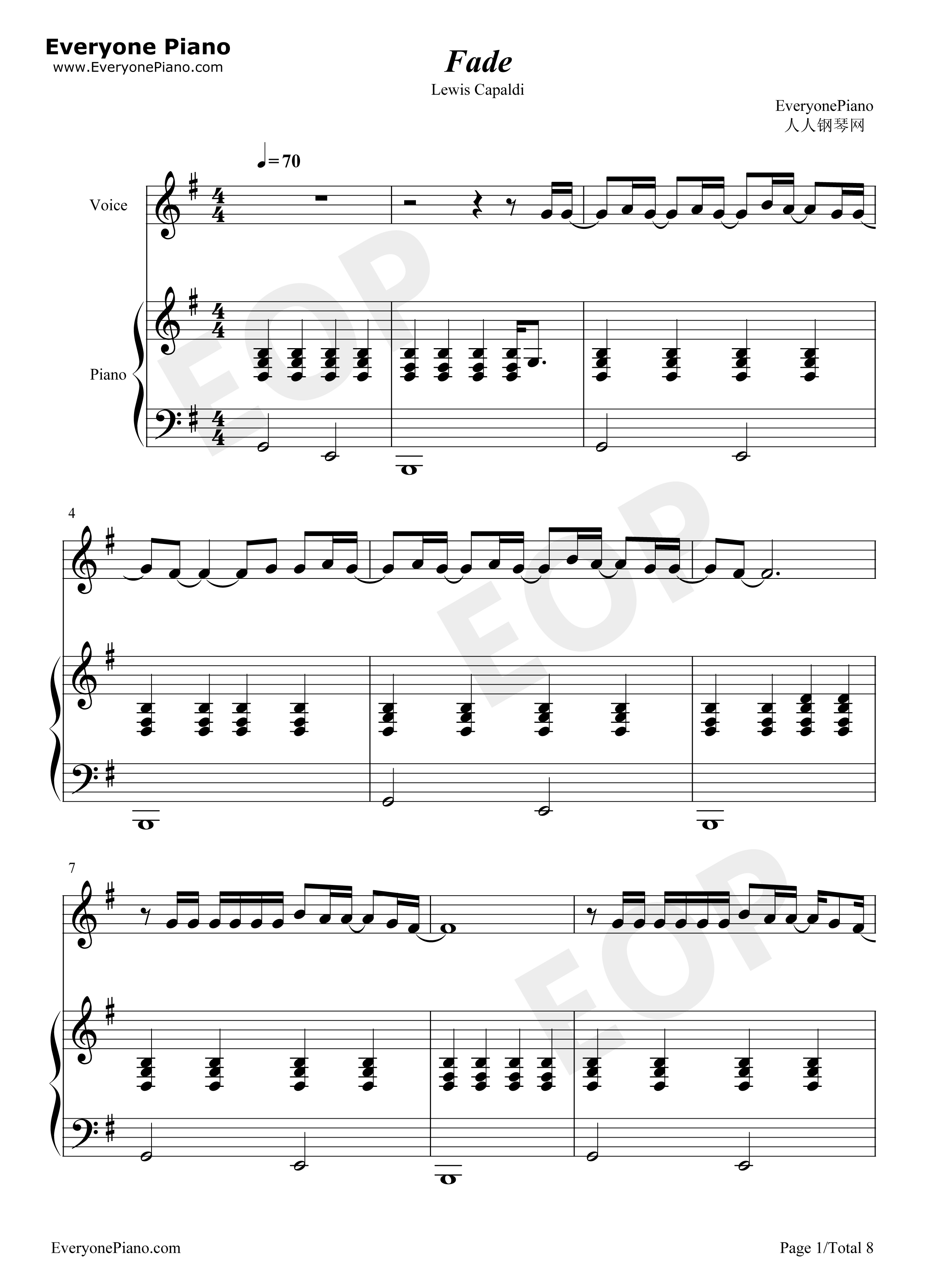 Fade钢琴谱-Lewis Capaldi1