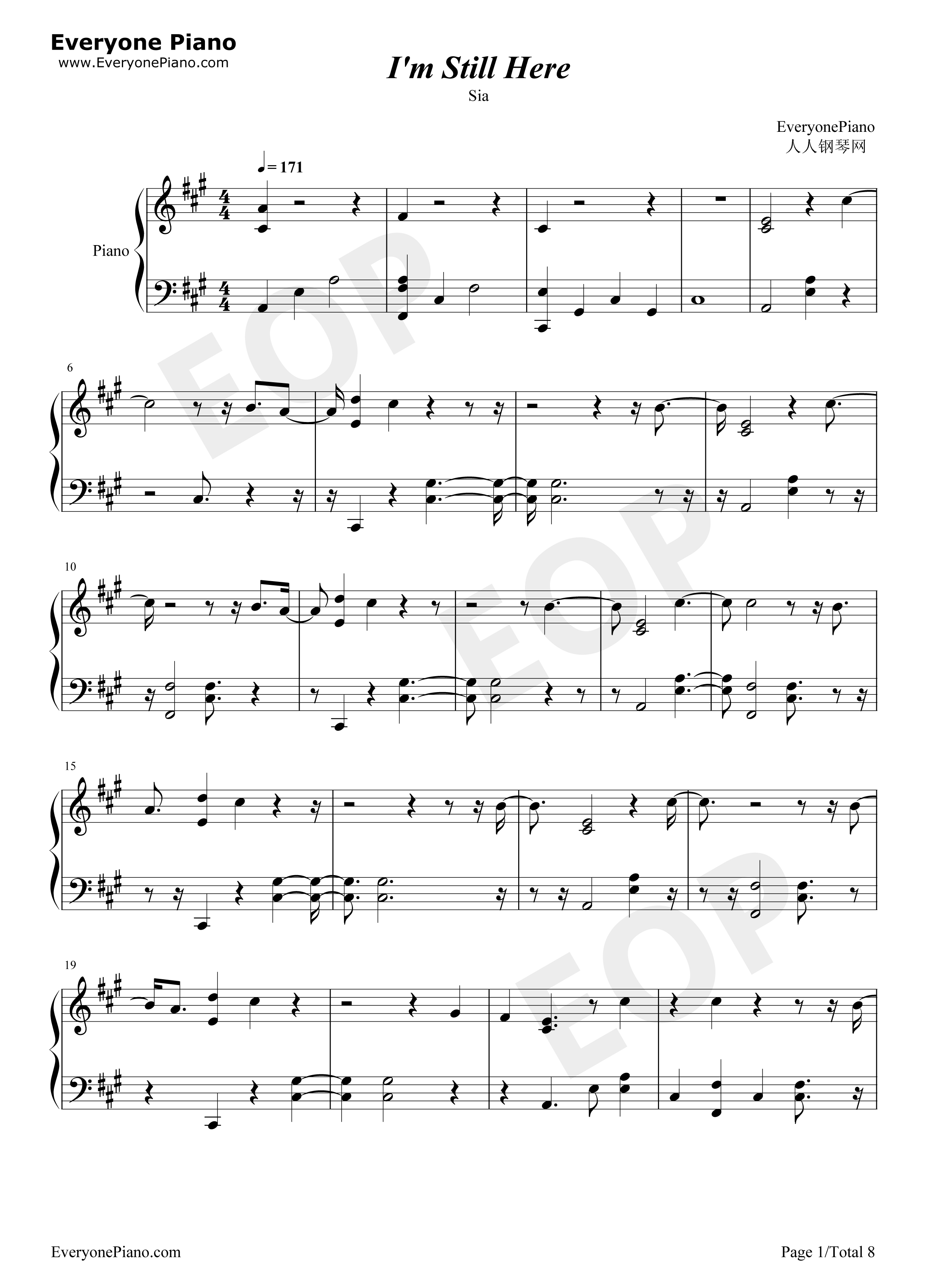 I'm Still Here钢琴谱-Sia1
