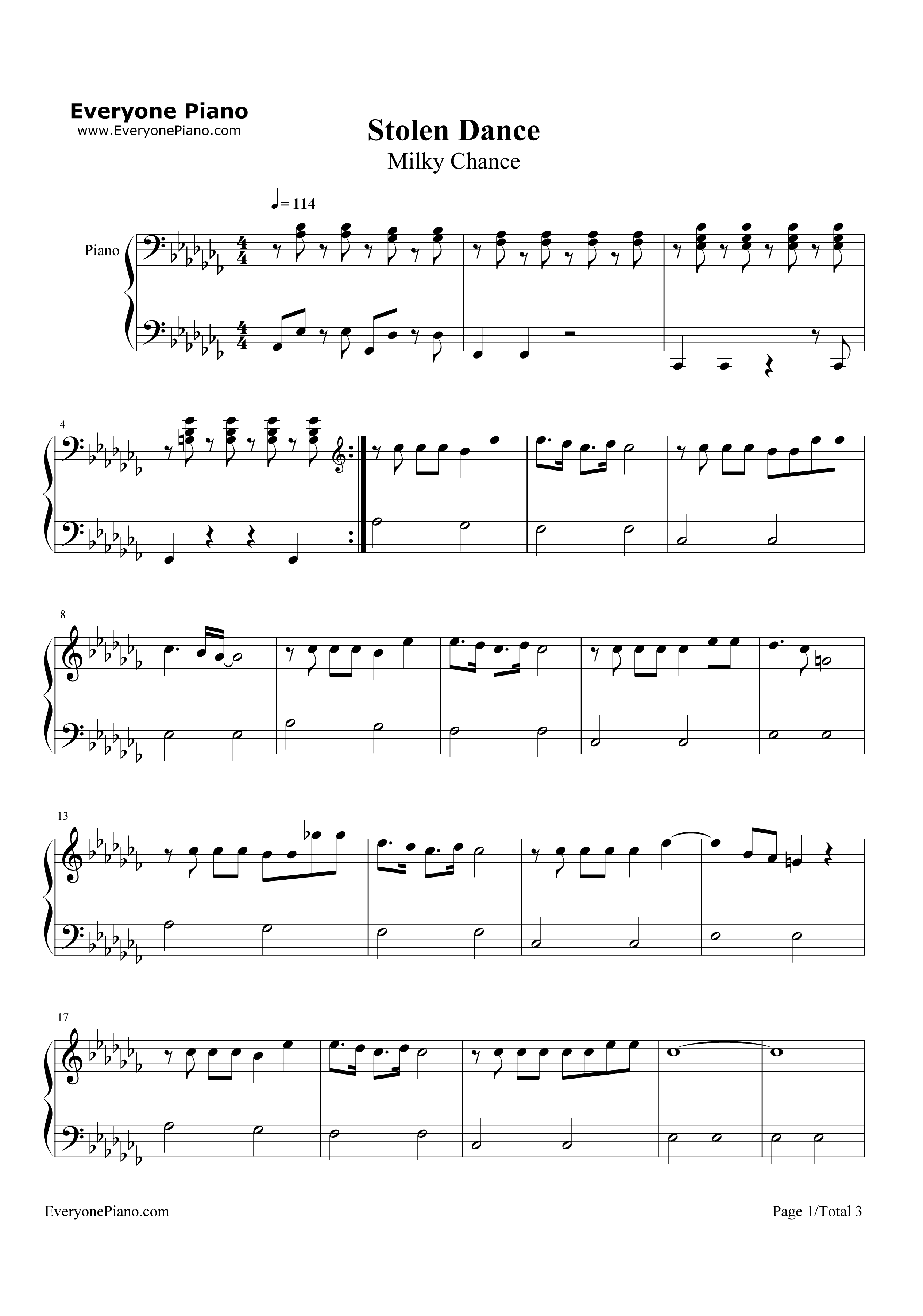 Stolen Dance钢琴谱-Milky Chance1