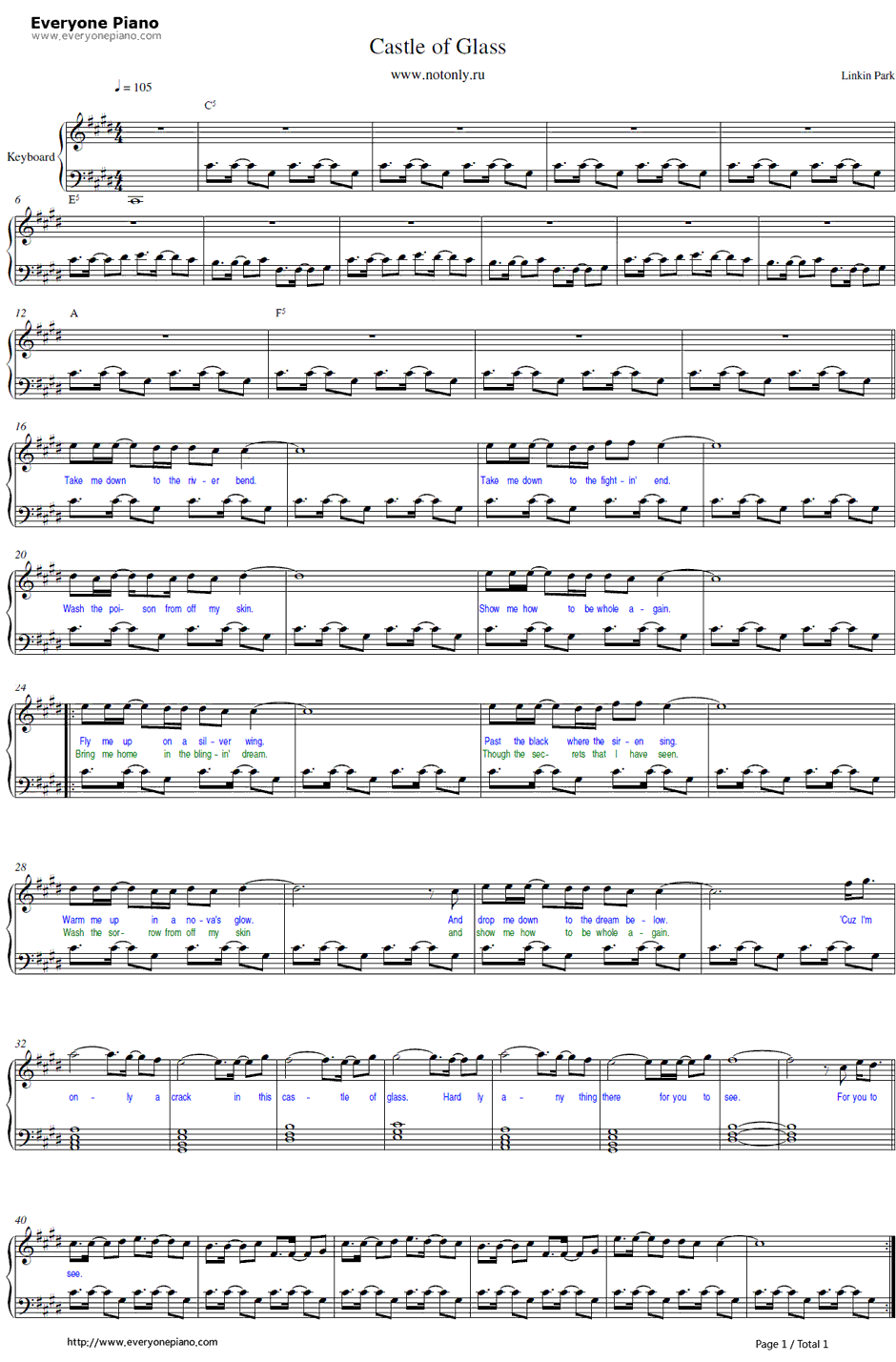 Castle Of Glass钢琴谱-LinkinPark　林肯公园1