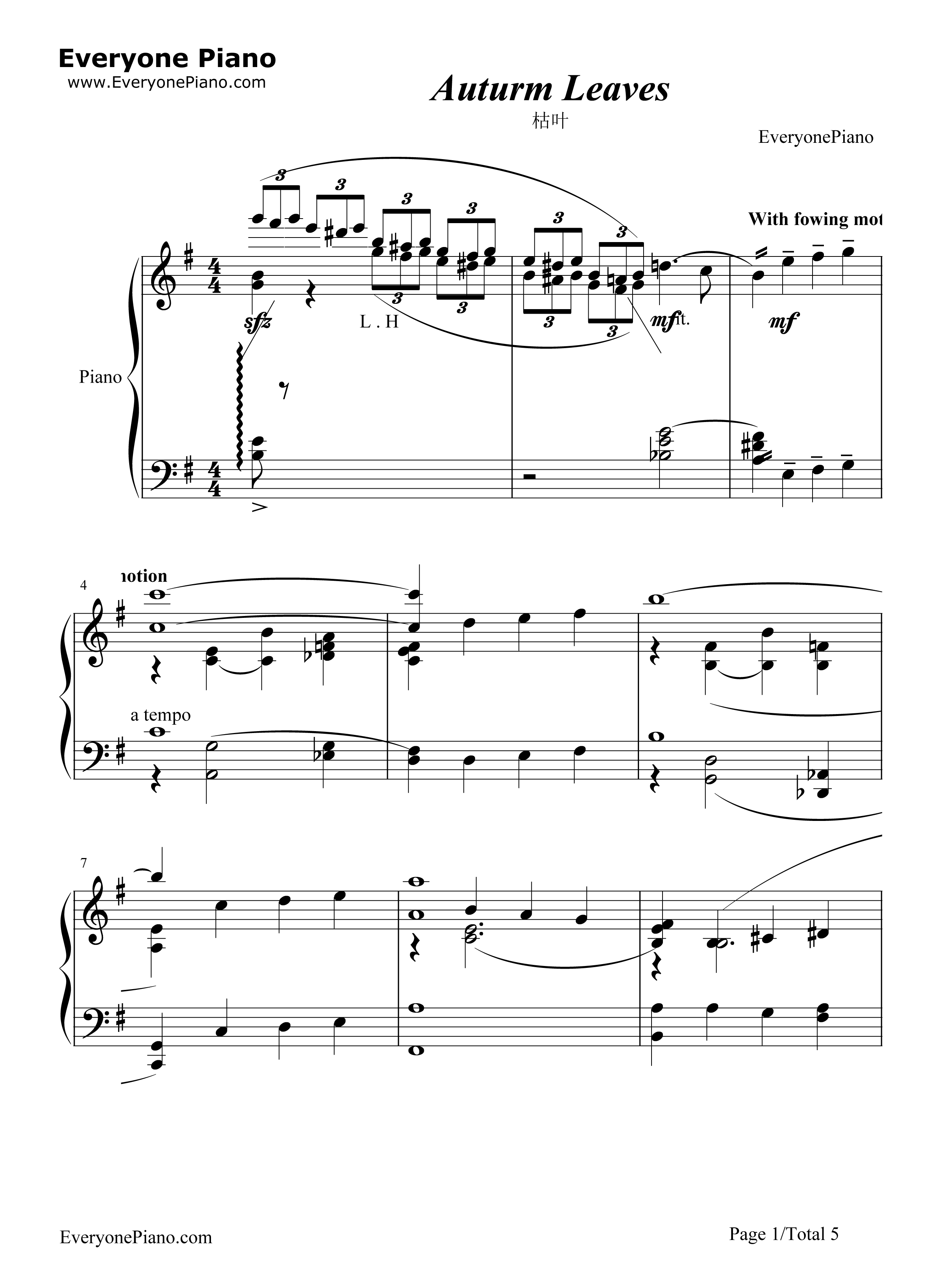 Autumn Leaves钢琴谱-Joseph Kosma1