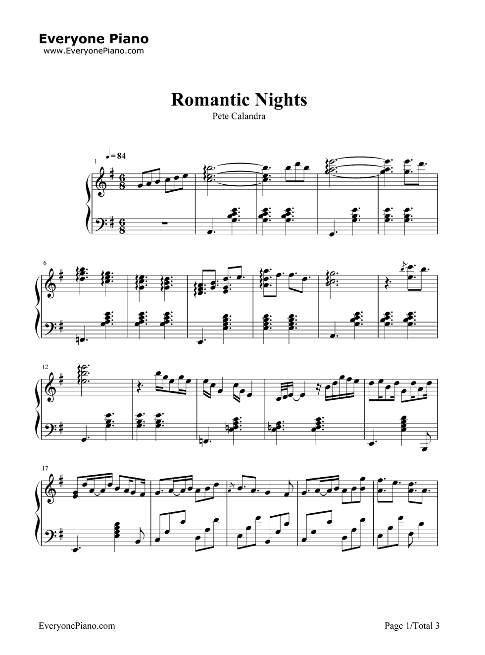 Romantic Nights钢琴谱-Pete Calandra1