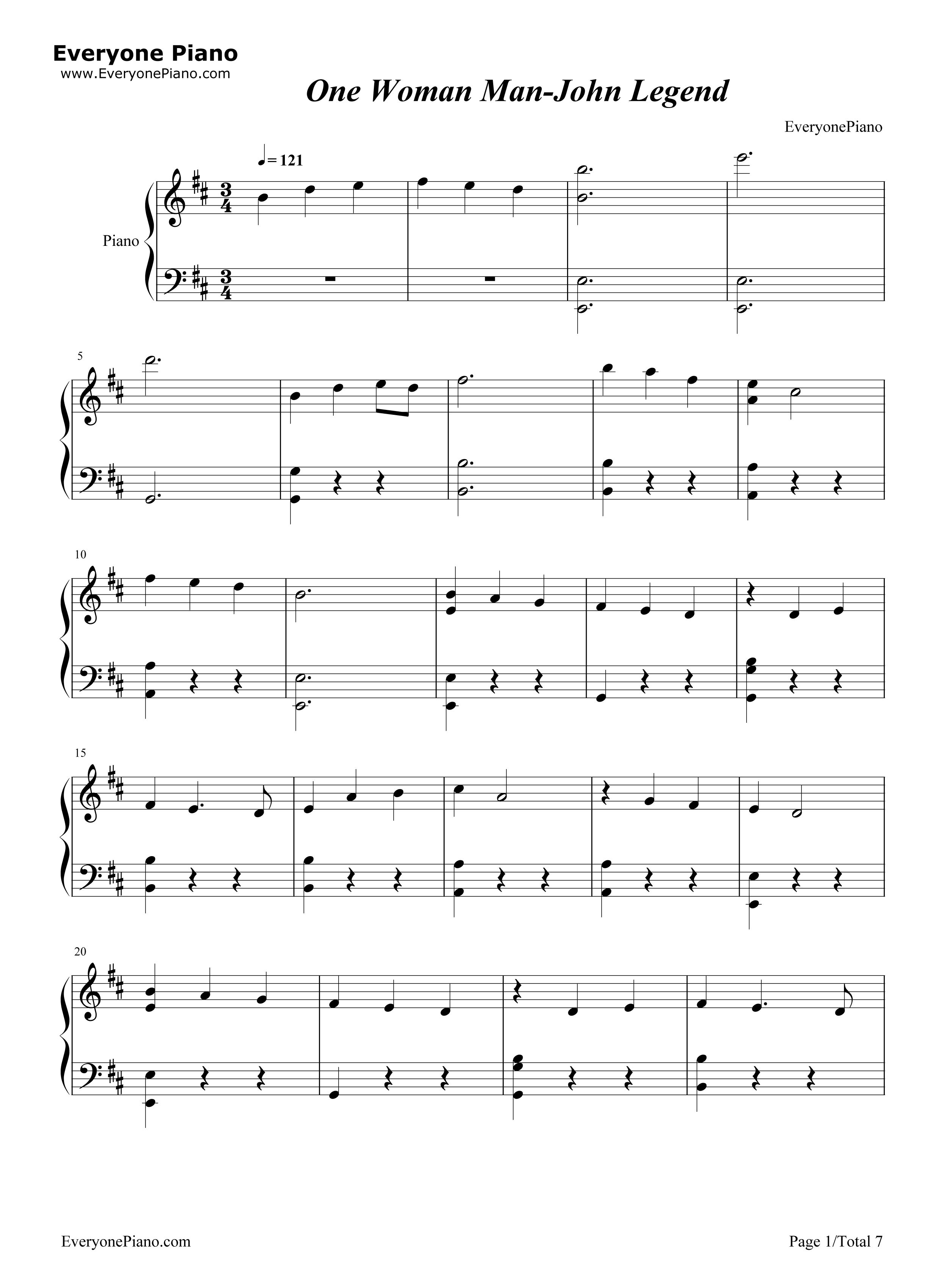 One Woman Man钢琴谱-John Legend1
