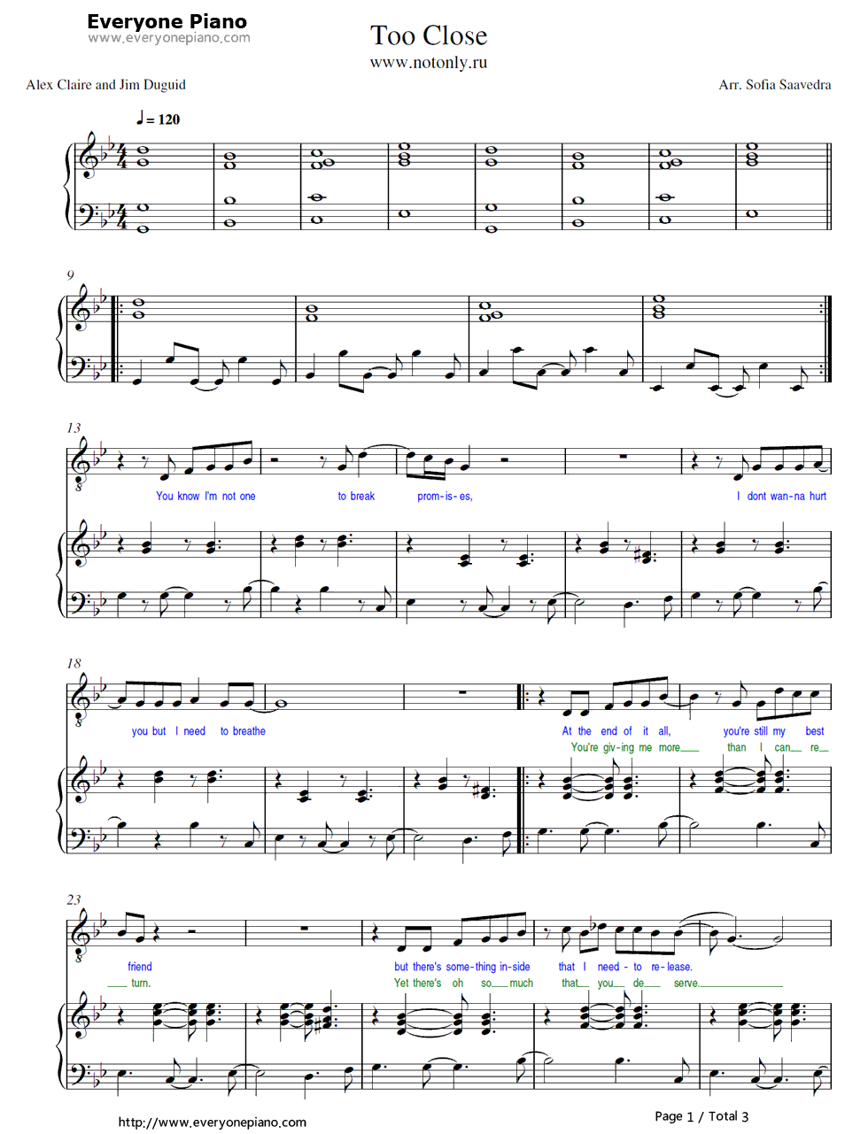 Too Close钢琴谱-Alex Clare1