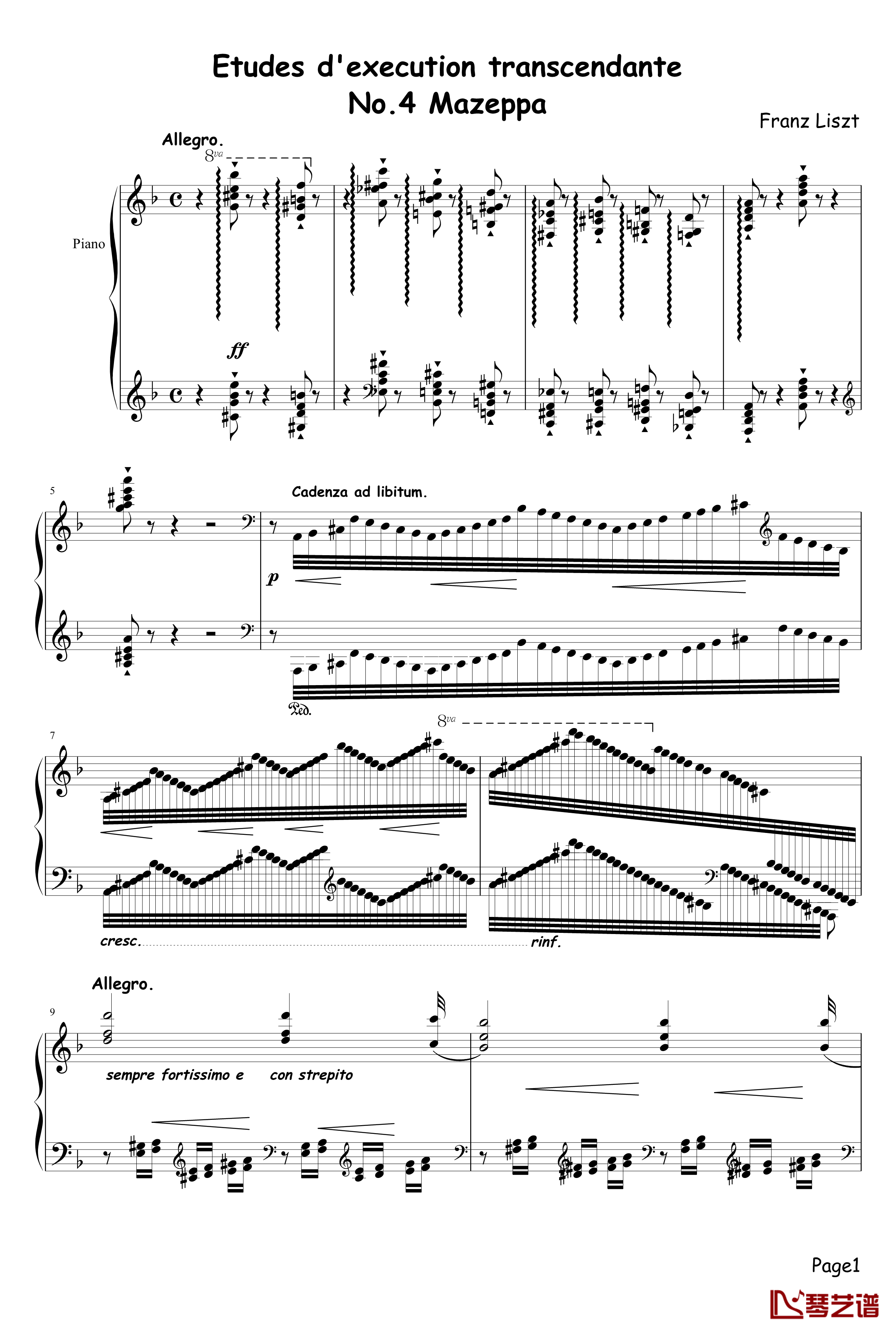 Etudes dexecution transcendante No.4钢琴谱-Mazeppa-李斯特1