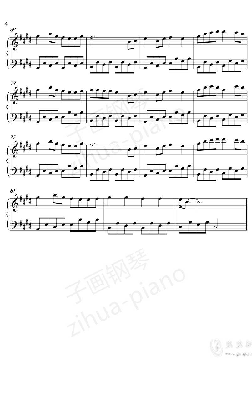 缘分一道桥钢琴谱-子画钢琴治愈版-王力宏4