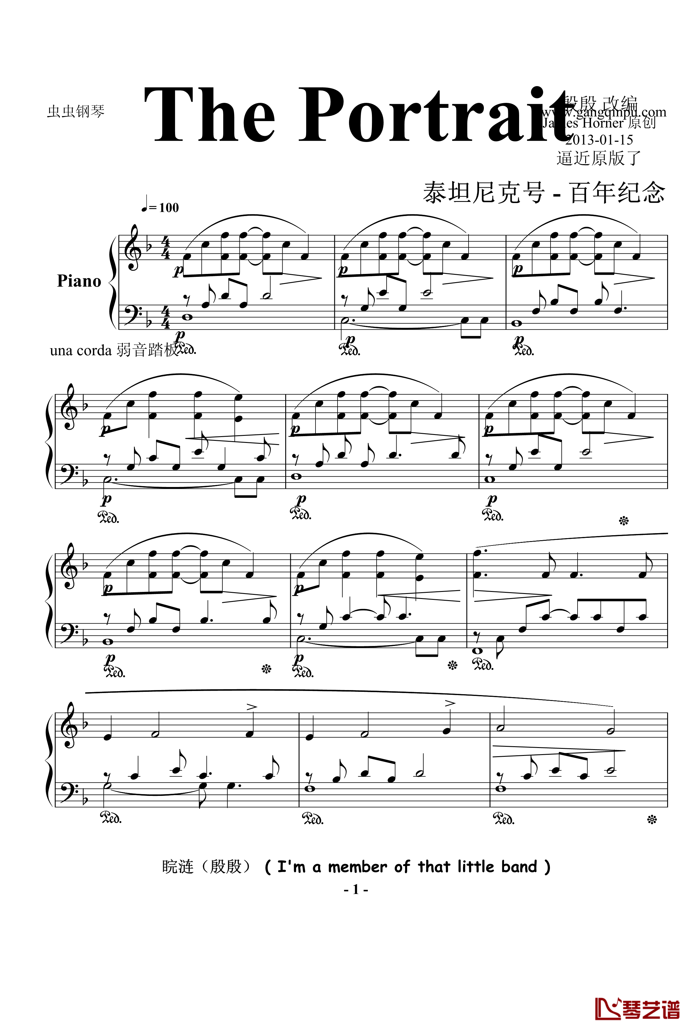 The Portrait钢琴谱-Titanic 插曲-James Horner1