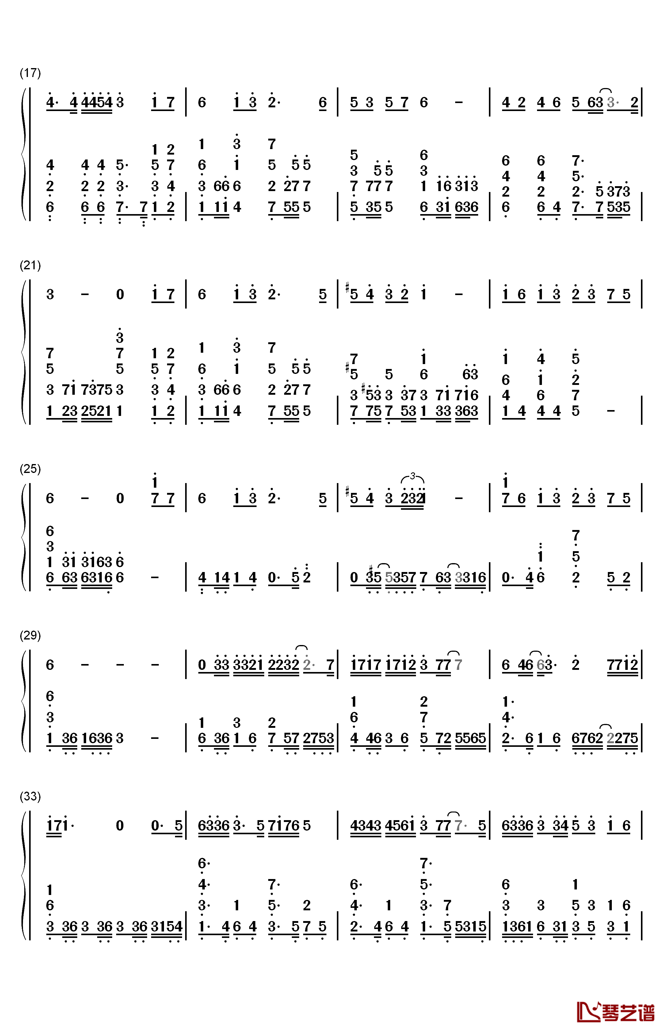 小城大事钢琴简谱-数字双手-杨千嬅2