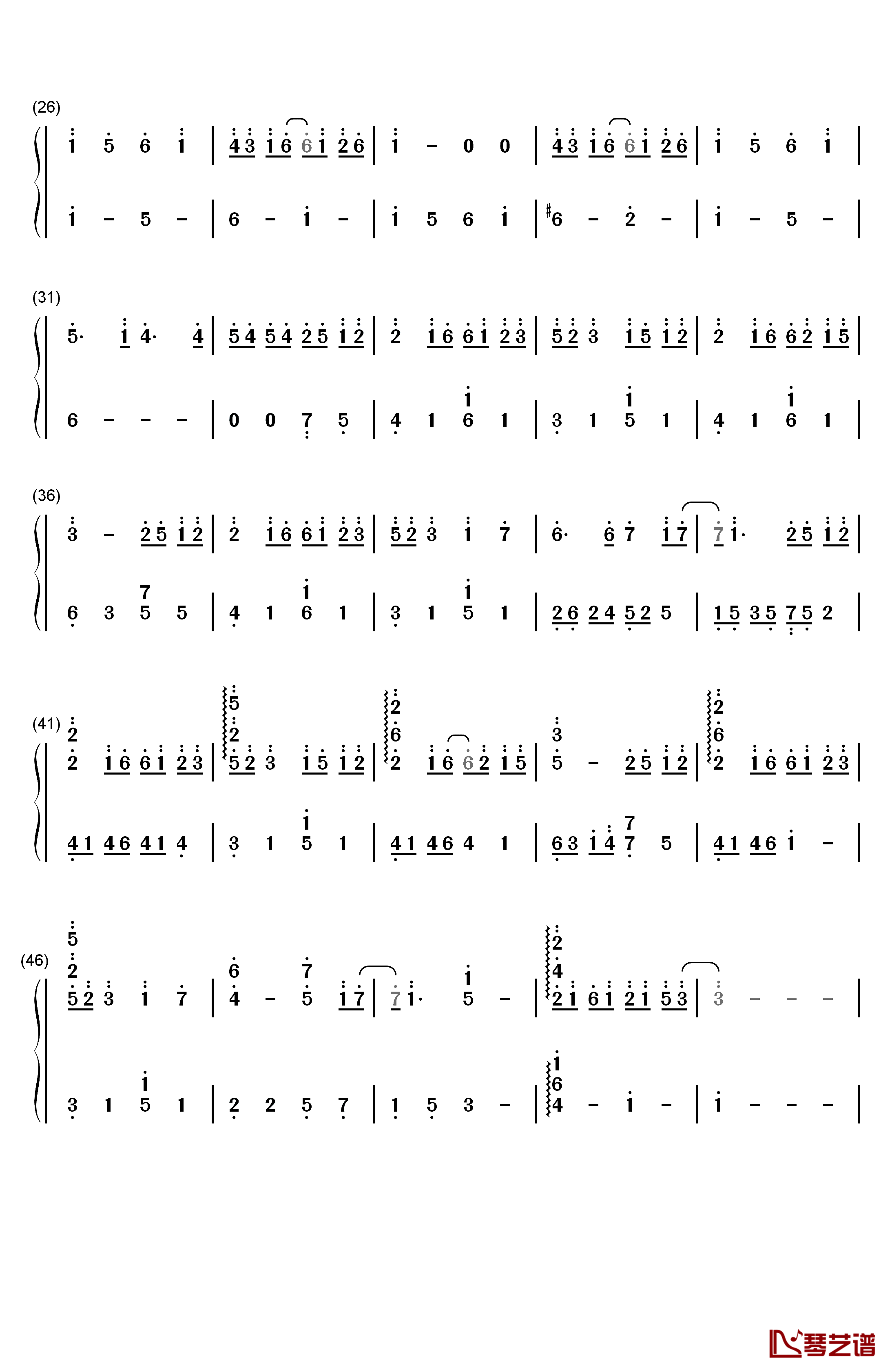 だんご大家族钢琴简谱-数字双手-茶太2