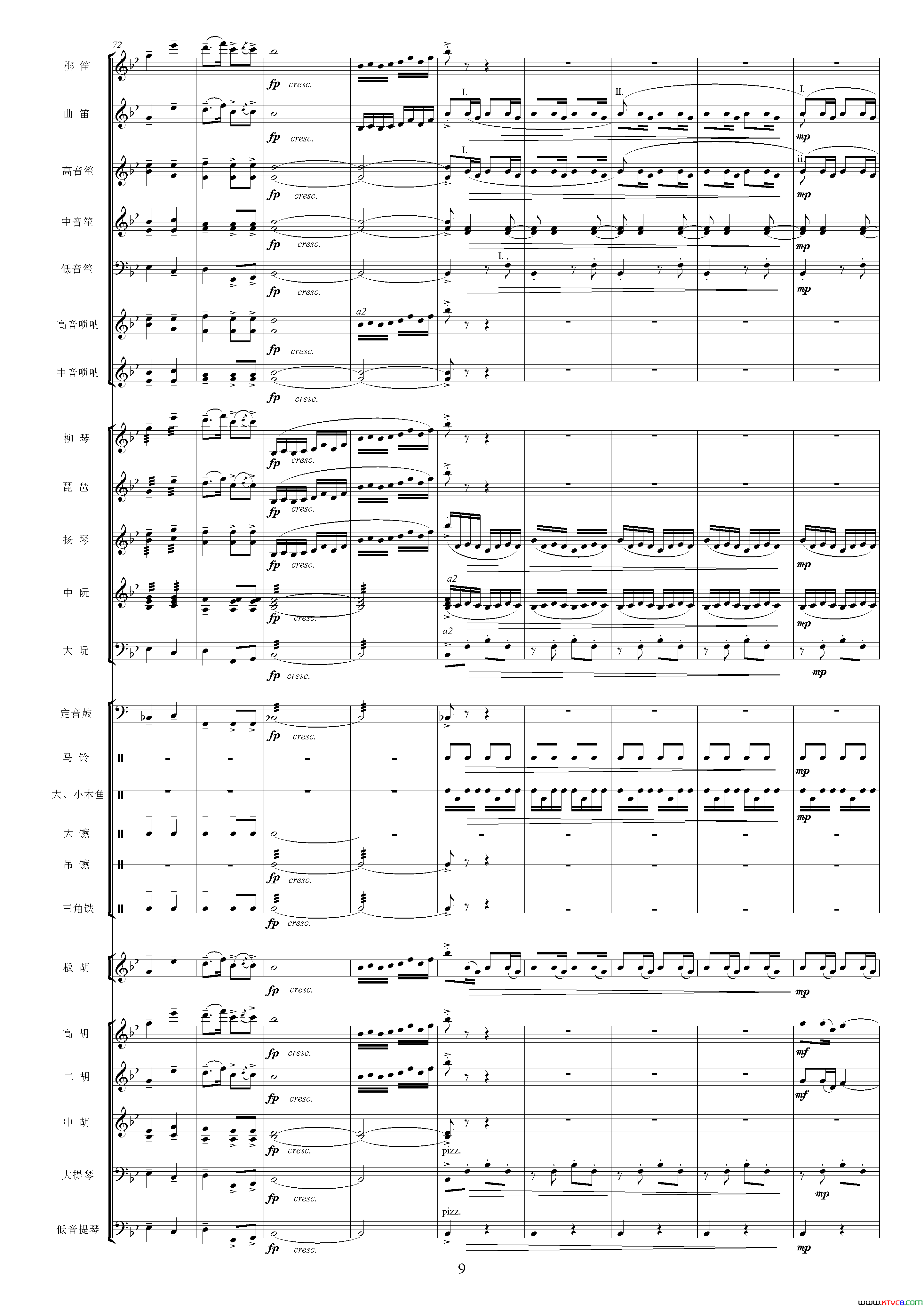 沿着社会主义大道奔前方影片《青松林》主题曲、交响乐队总谱简谱1