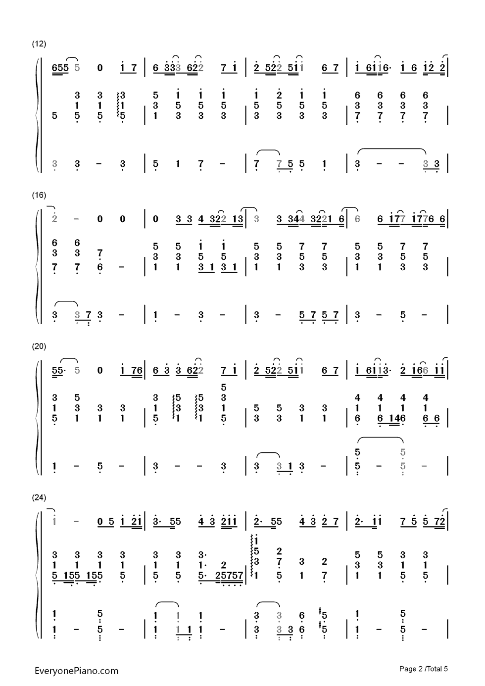 第一首情歌钢琴简谱-数字双手-汪苏泷2