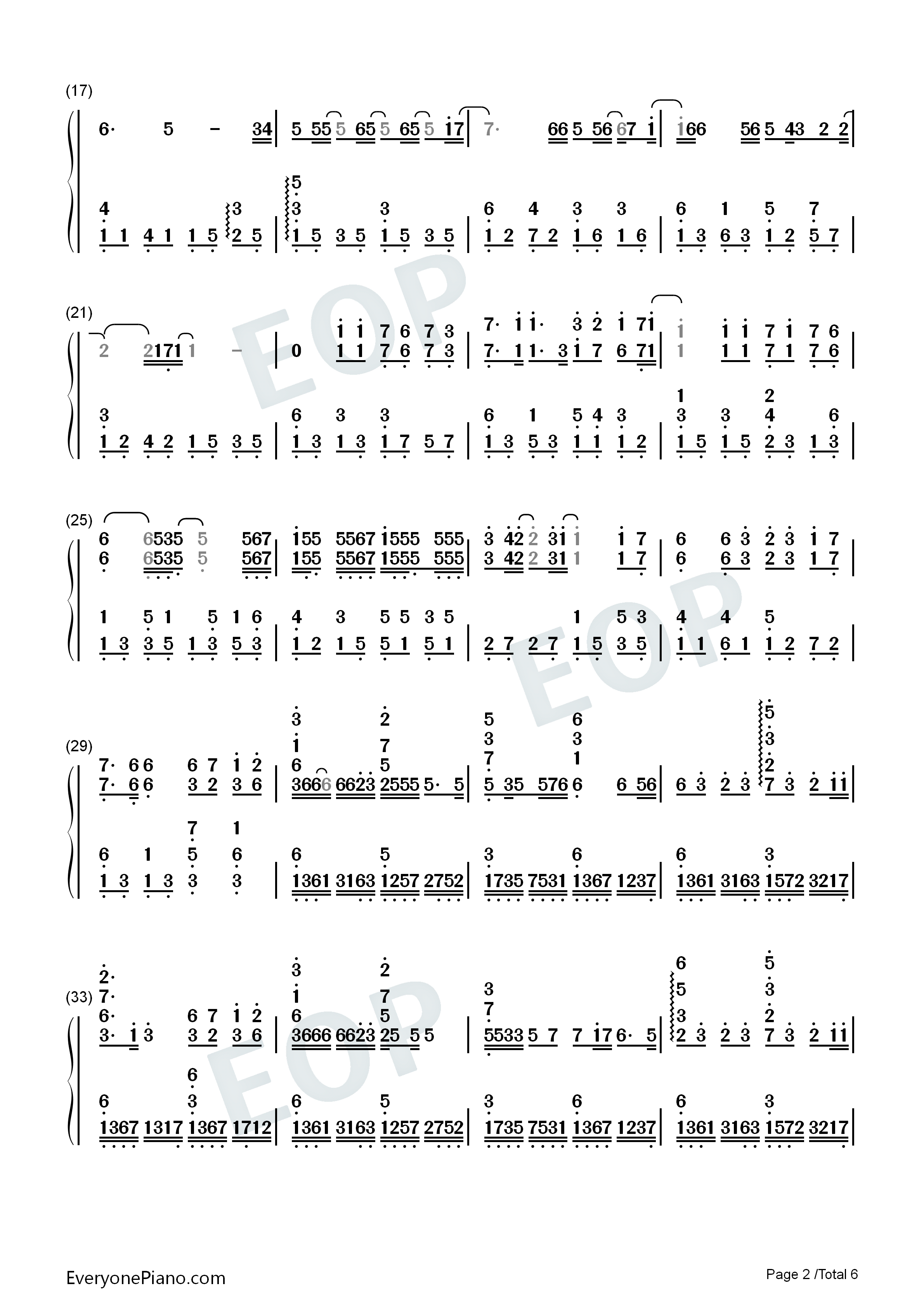 冬のエピローグ-四月是你的谎言OST-原神风物之诗琴谱-原琴谱双手简谱预览2