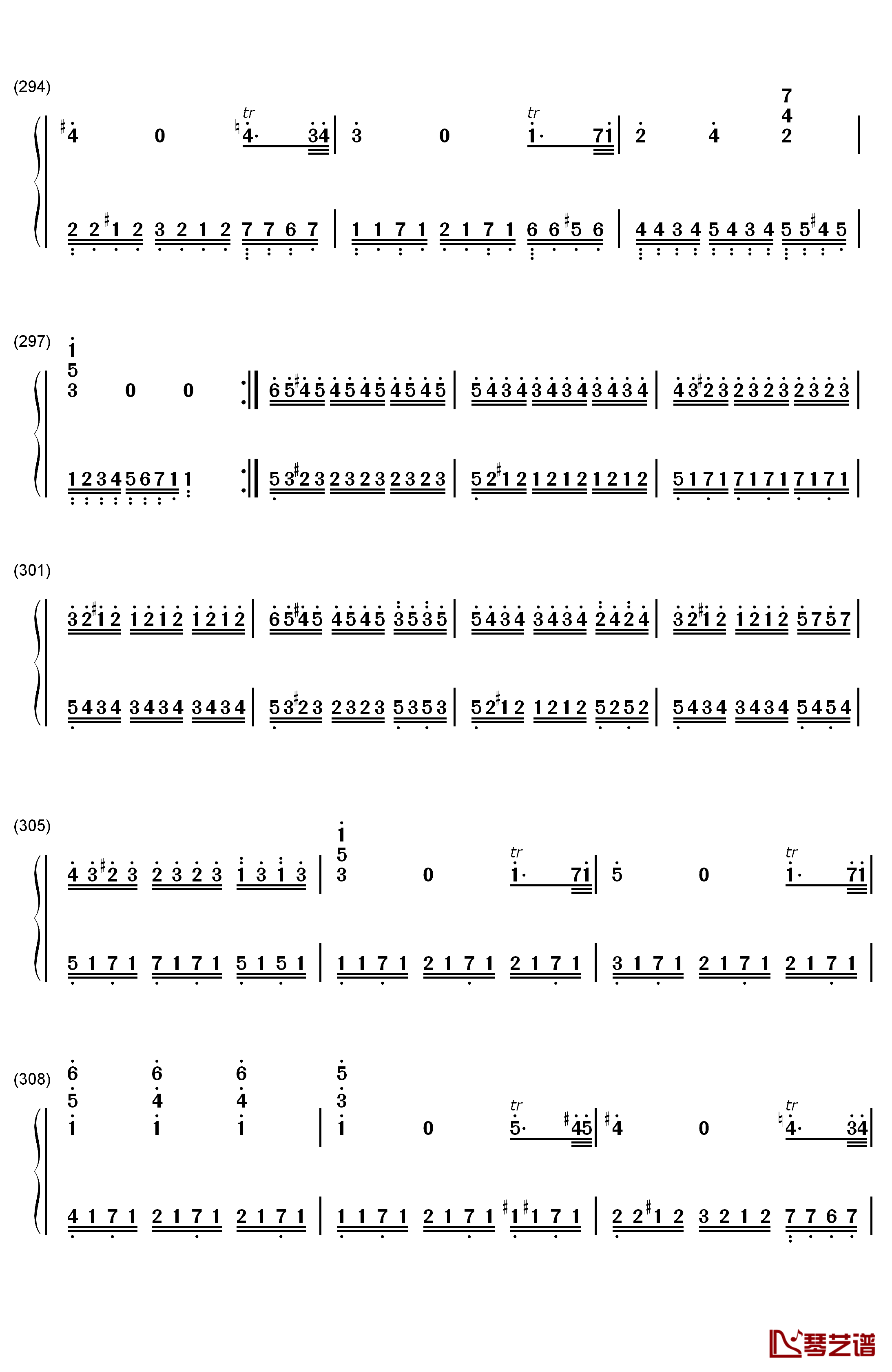 小星星变奏曲钢琴简谱-数字双手-莫扎特12