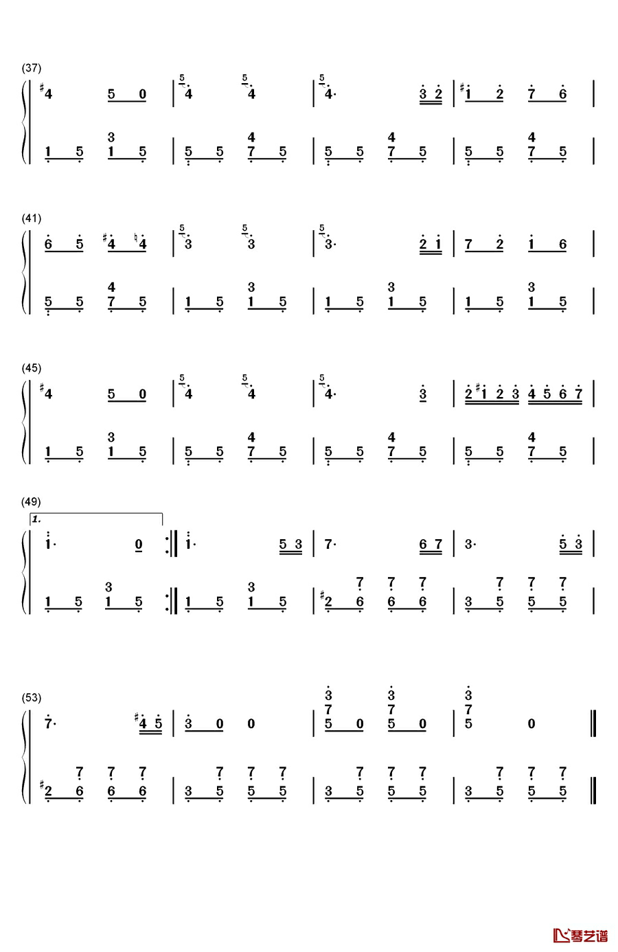 在家中钢琴简谱-数字双手-利什内3