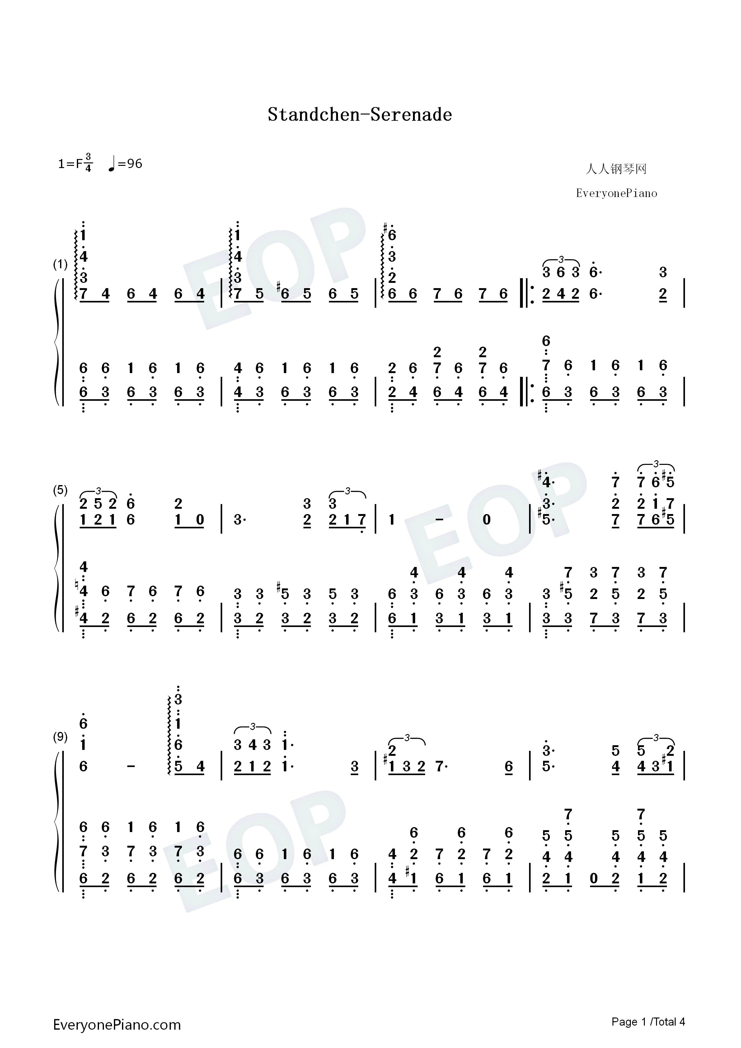 Standchen钢琴简谱-舒伯特演唱1