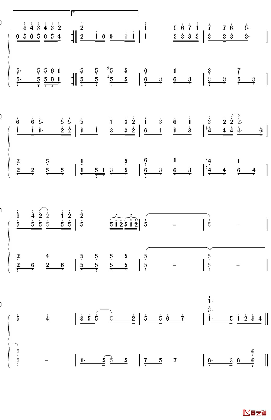 过了很久钢琴简谱-数字双手-白智英4