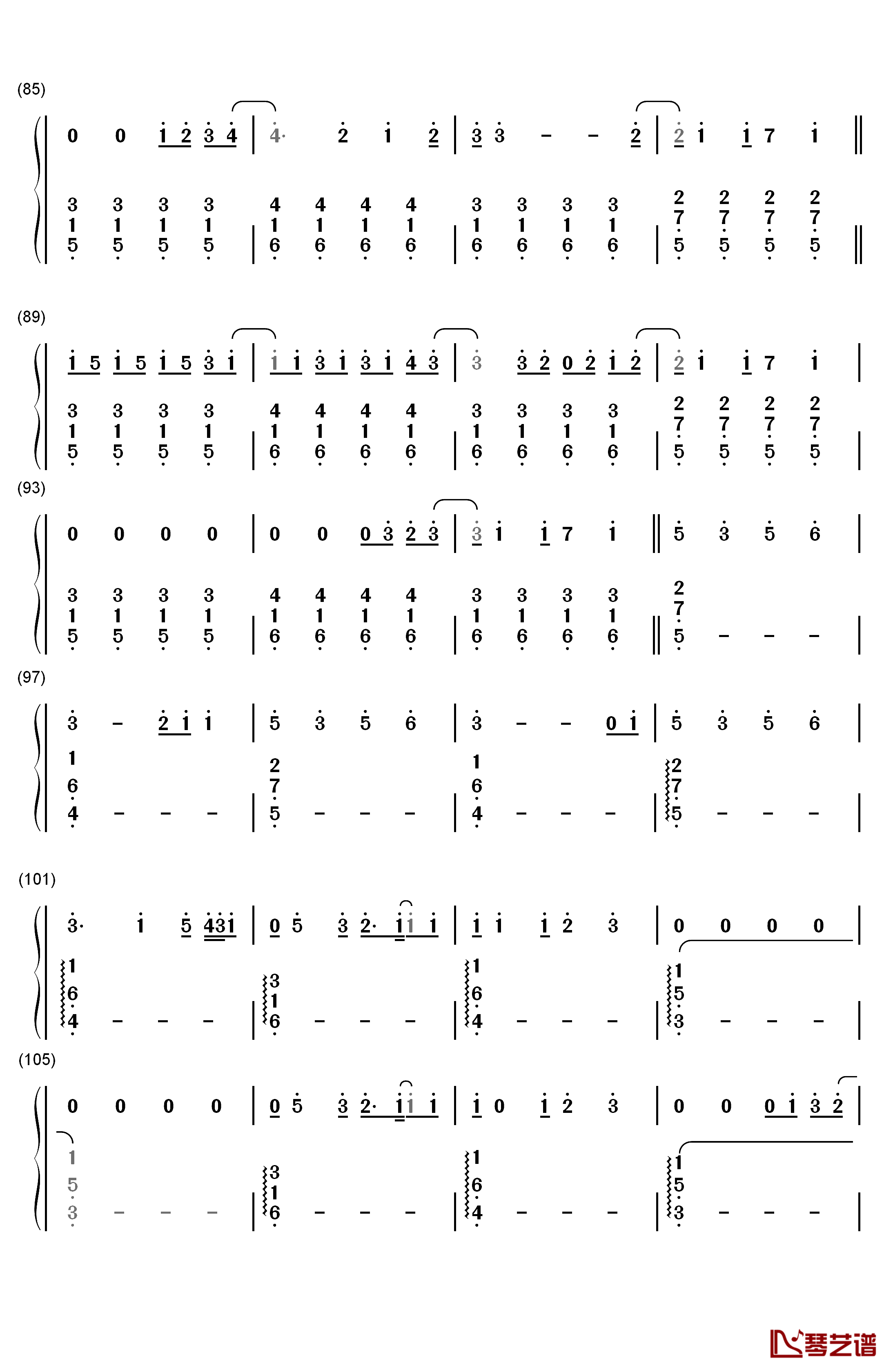 18钢琴简谱-数字双手-One Direction5