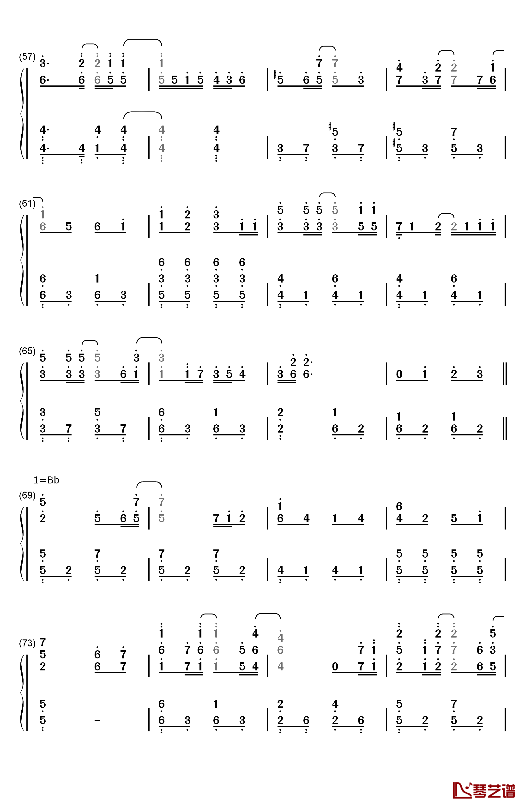 ひとり钢琴简谱-数字双手-XX:me4