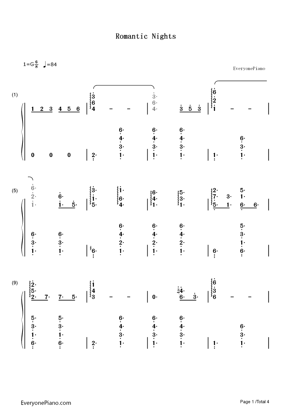 Romantic Nights钢琴简谱-数字双手-Pete Calandra1