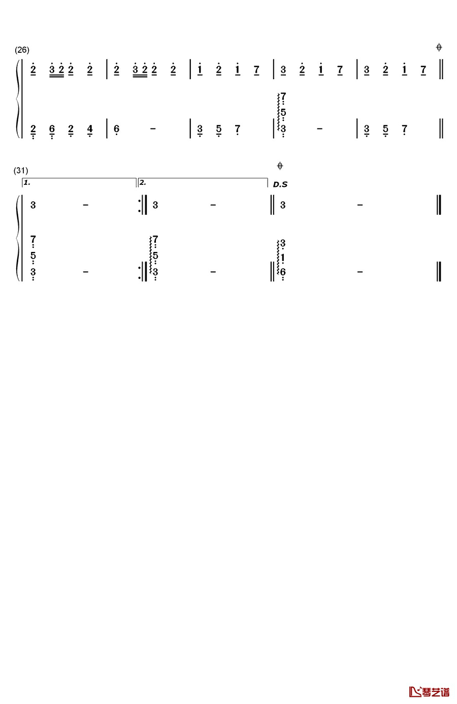 万物生钢琴简谱-数字双手-萨顶顶2