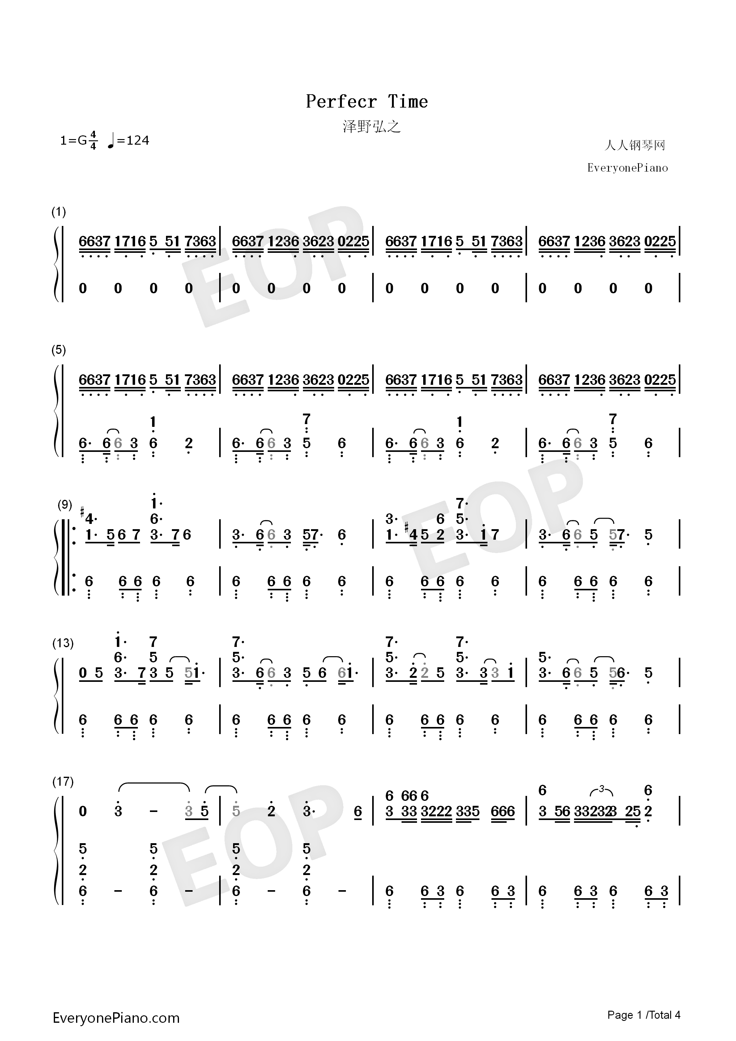 Perfect Time钢琴简谱-泽野弘之演唱1