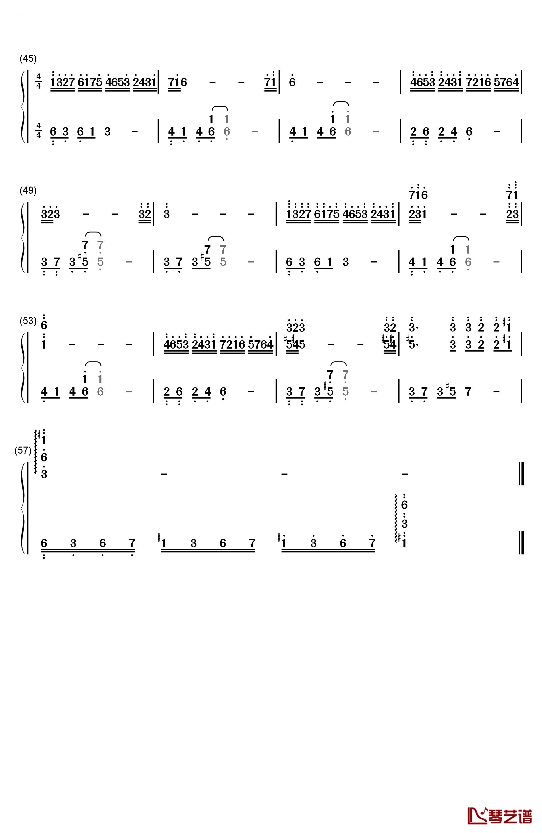 渡情钢琴简谱-数字双手-左宏元 张慧清3