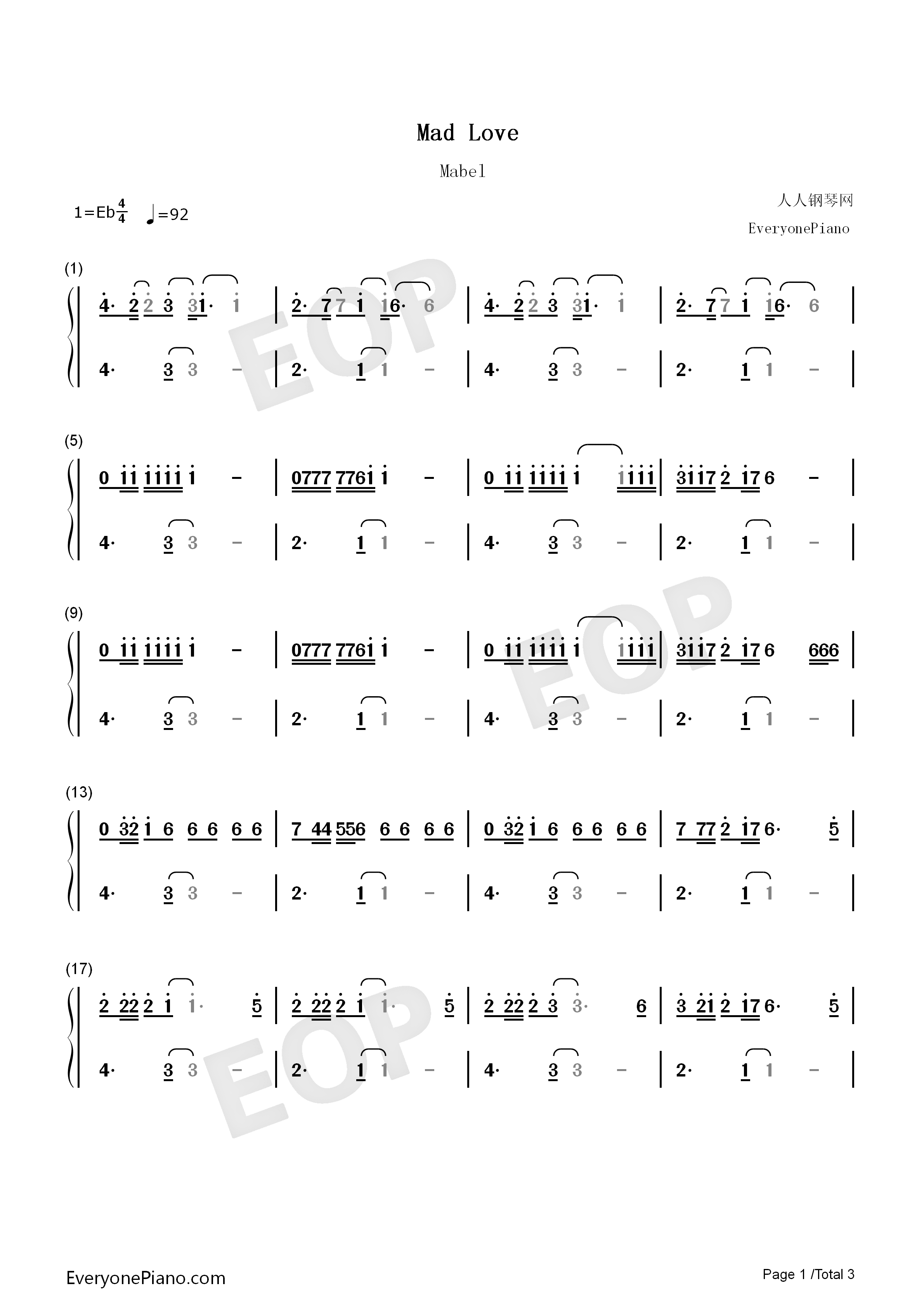 Mad Love钢琴简谱-Mabel演唱1