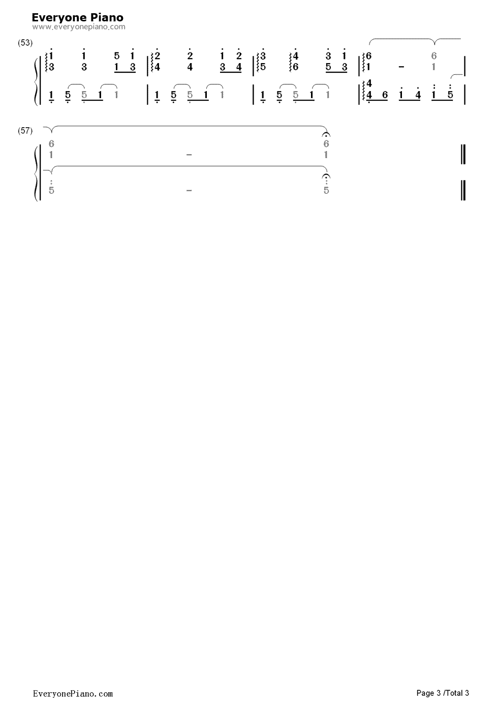 晴空钢琴简谱-数字双手-未知3