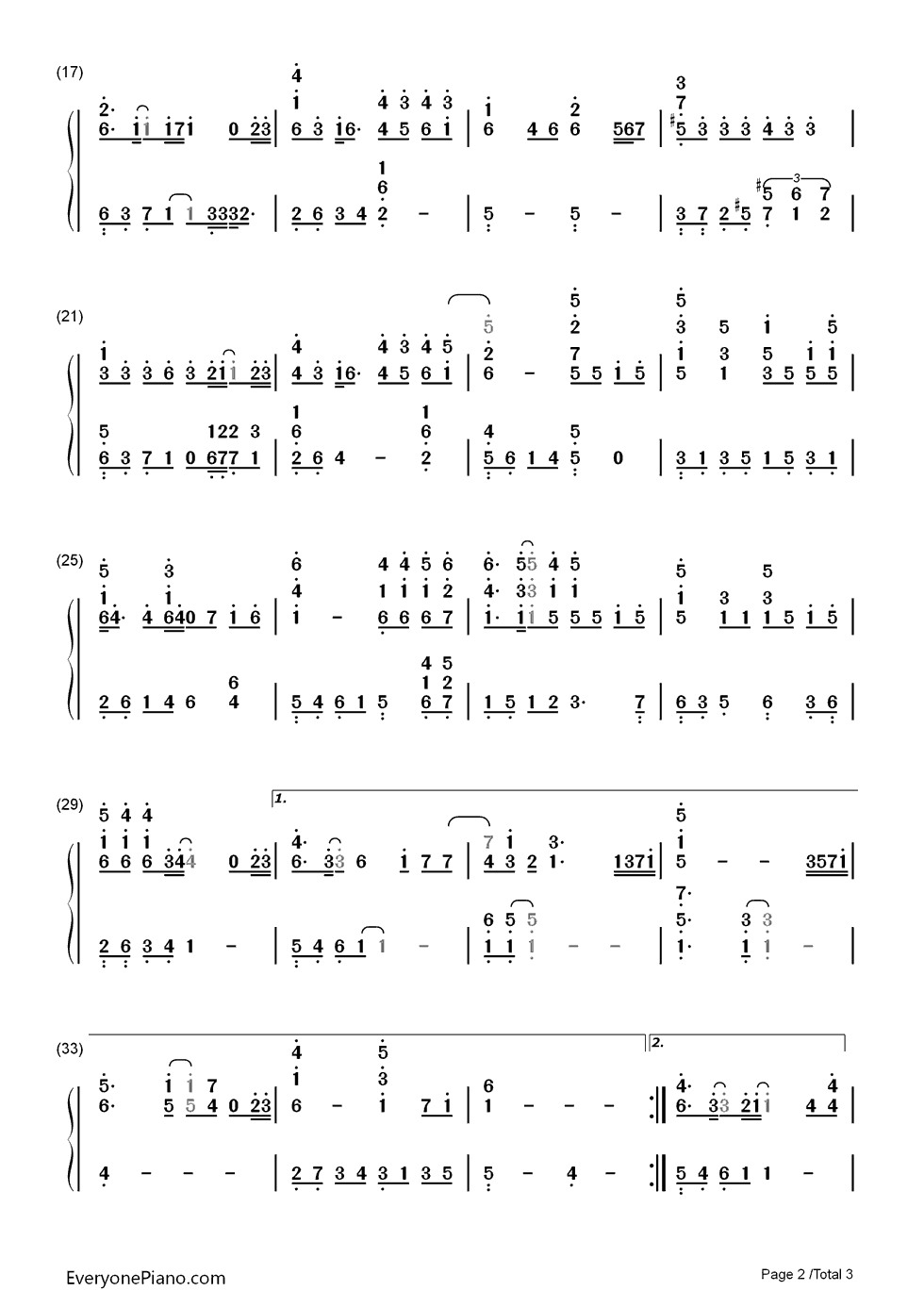 你快回来钢琴简谱-数字双手-孙楠2