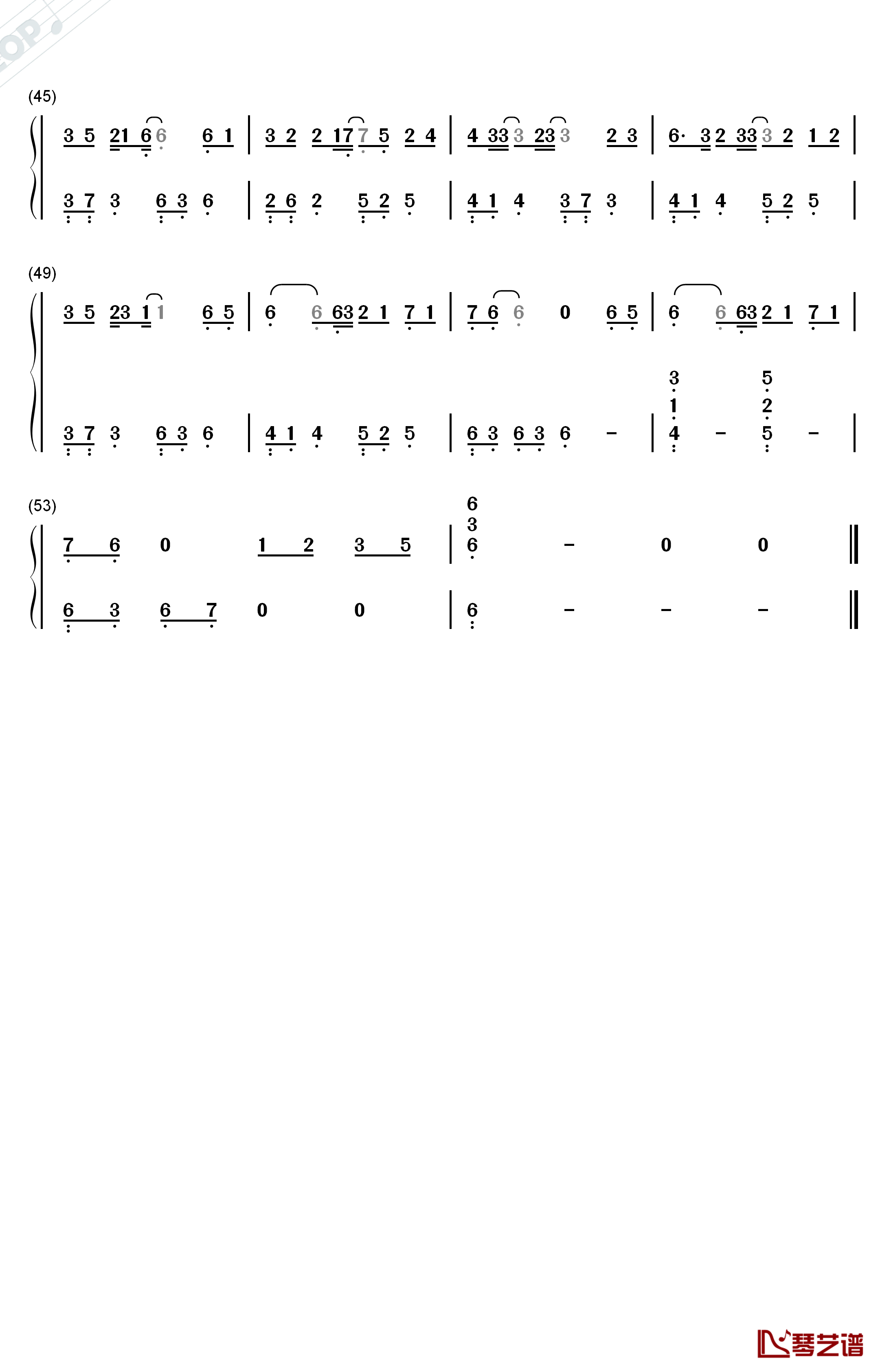 白衣少年钢琴简谱-数字双手-许诗茵3