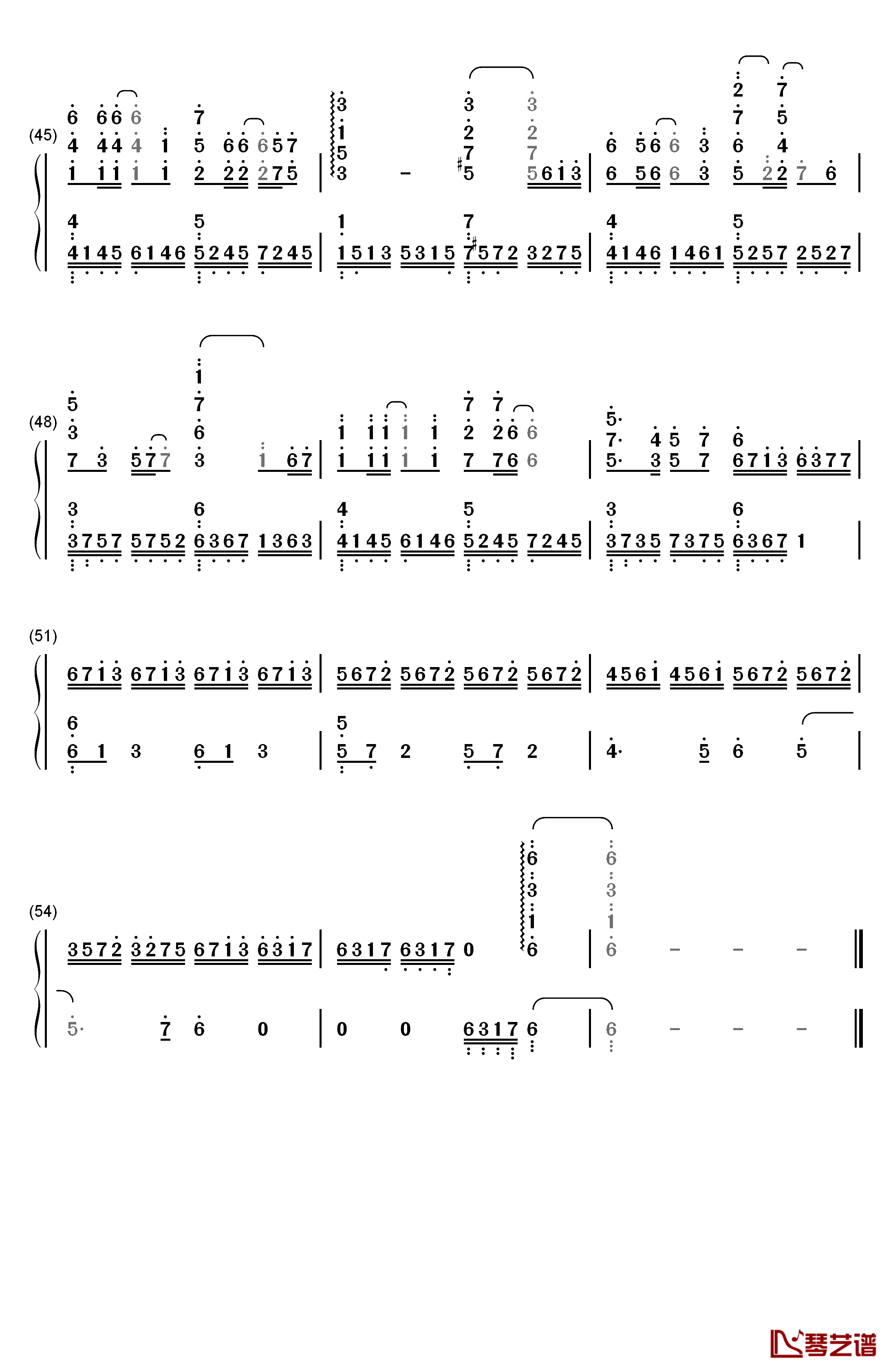 爱的供养钢琴简谱-数字双手-杨幂4