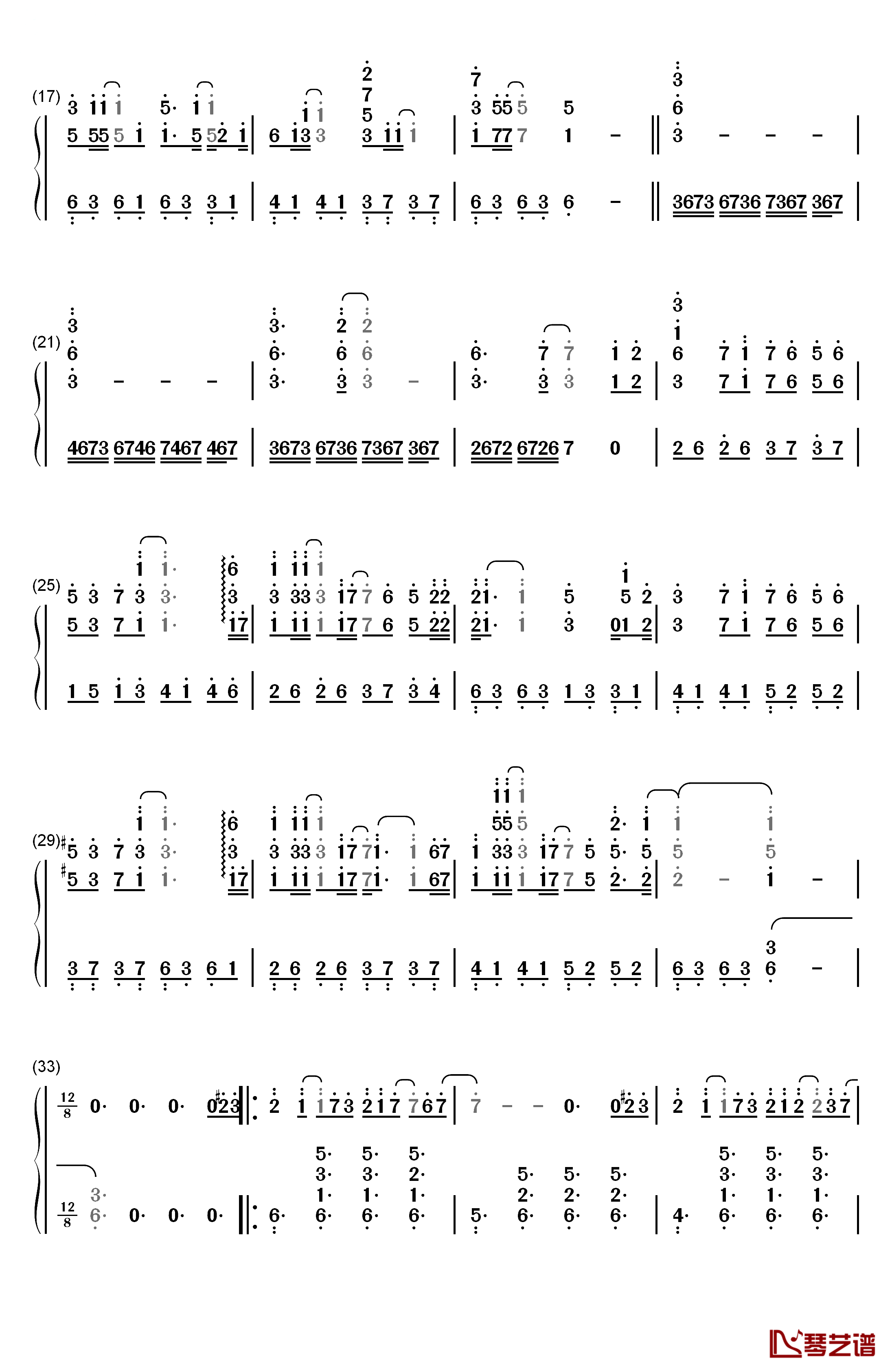 Itsuka钢琴简谱-数字双手-泽野弘之2