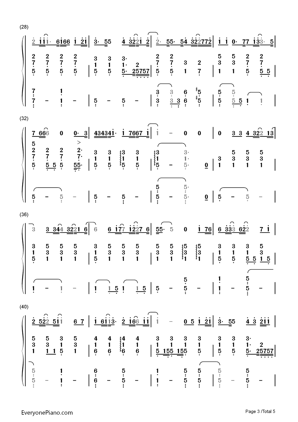 第一首情歌钢琴简谱-数字双手-汪苏泷3