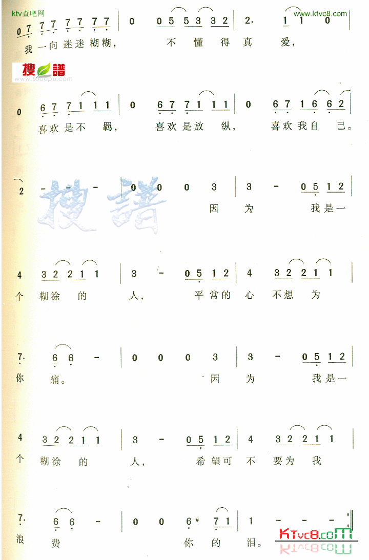 糊涂的人简谱-黄家驹演唱1