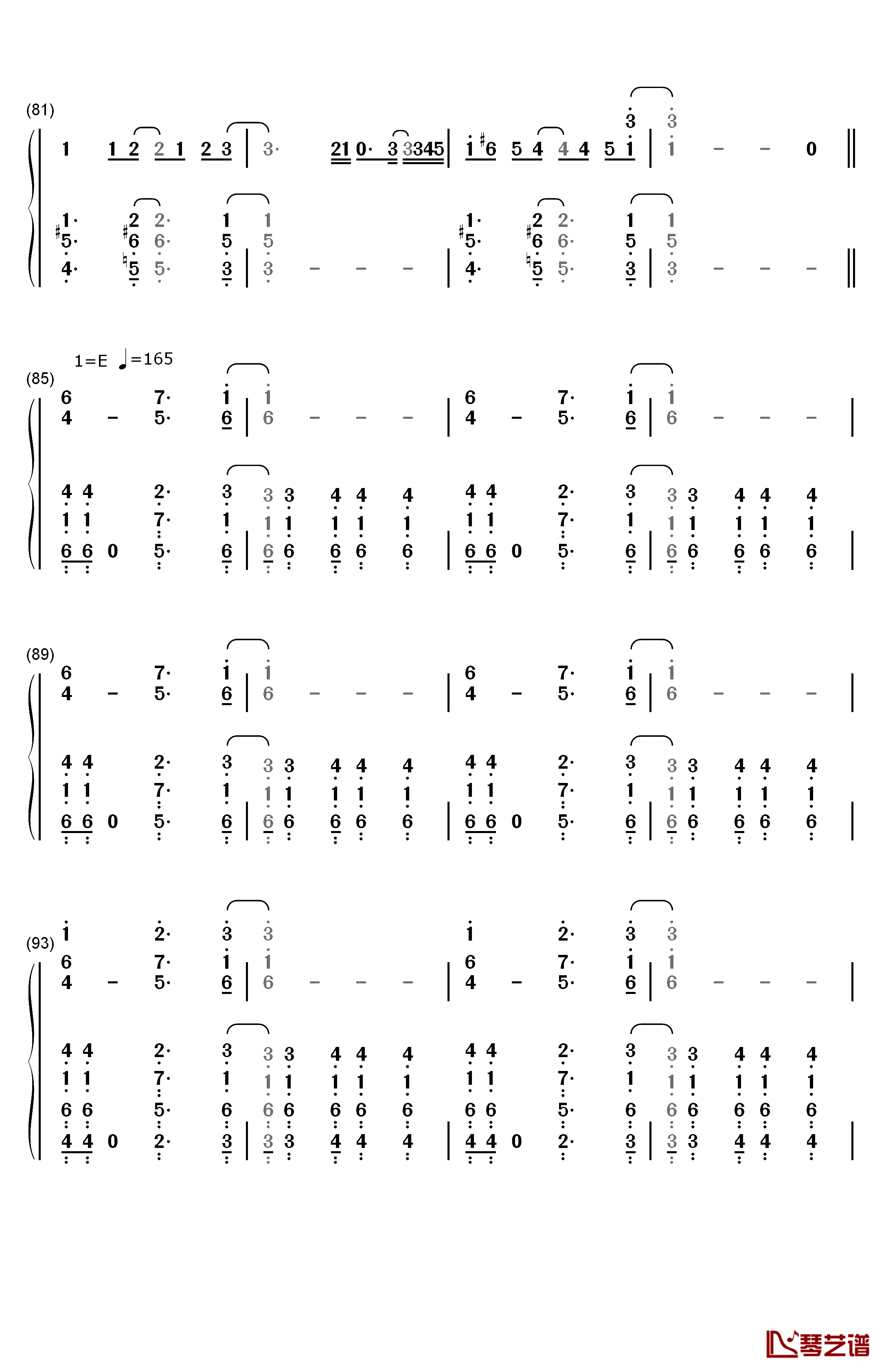 炉心融解钢琴简谱-数字双手-eva家族5