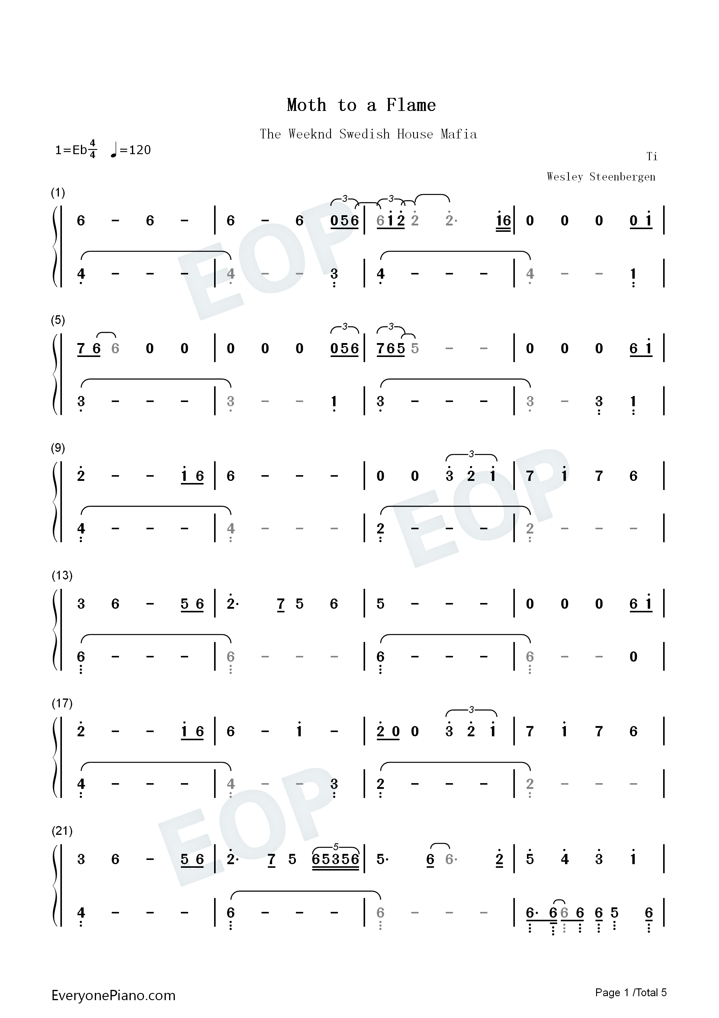 Moth to a Flame钢琴简谱-Swedish House Mafia The Weeknd演唱1