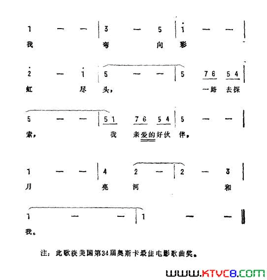 月亮河美国电影《蒂凡尼的早晨》插曲简谱1