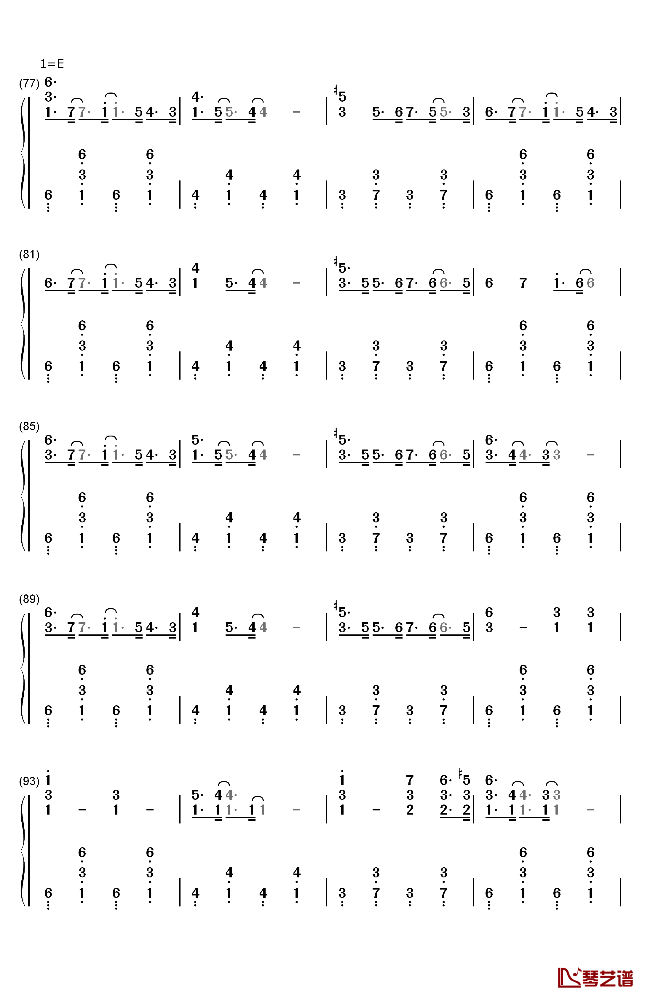 如果我是陈奕迅钢琴简谱-数字双手-MR.5