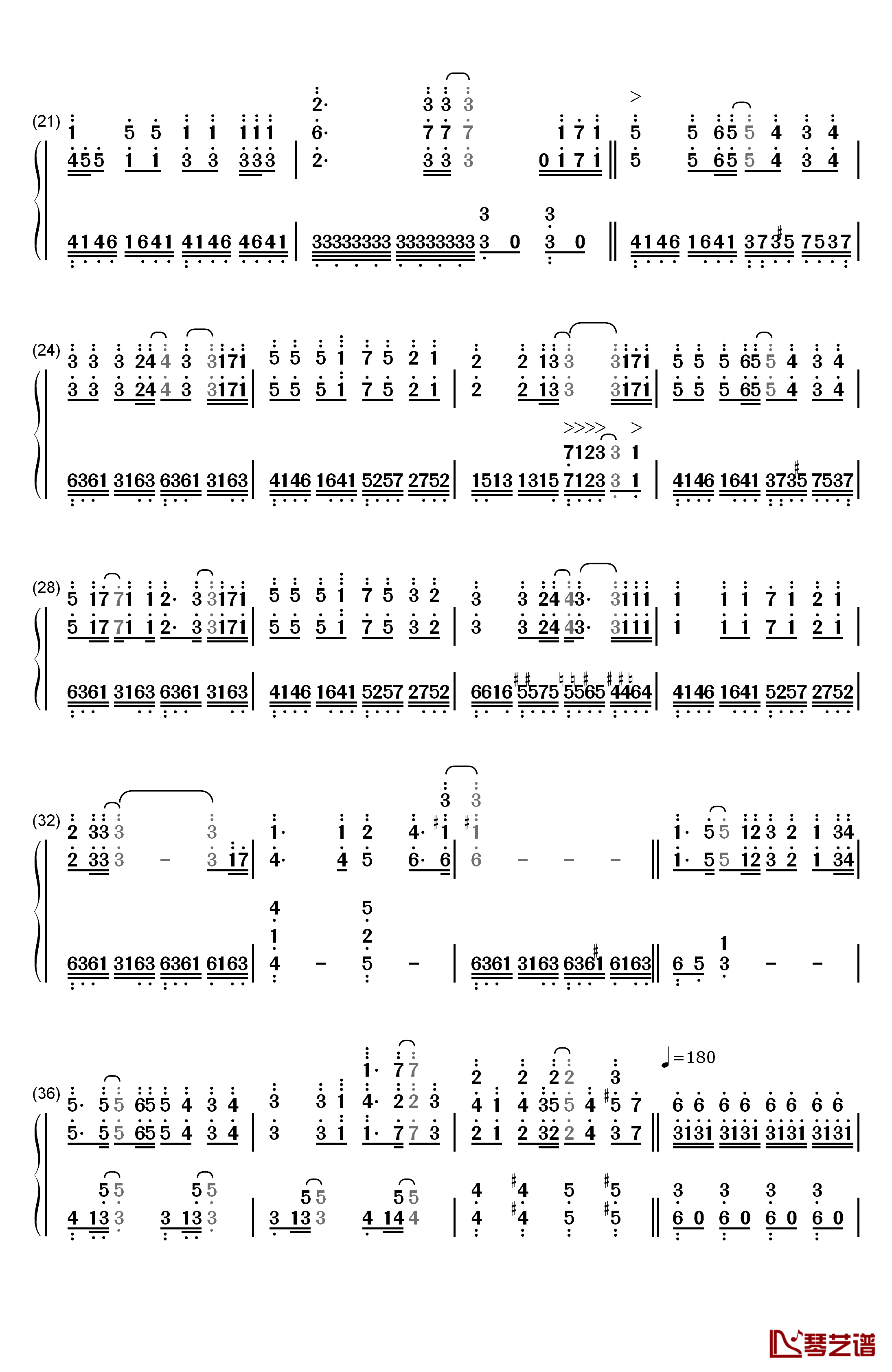 0→∞への跳動钢琴简谱-数字双手-初音未来2