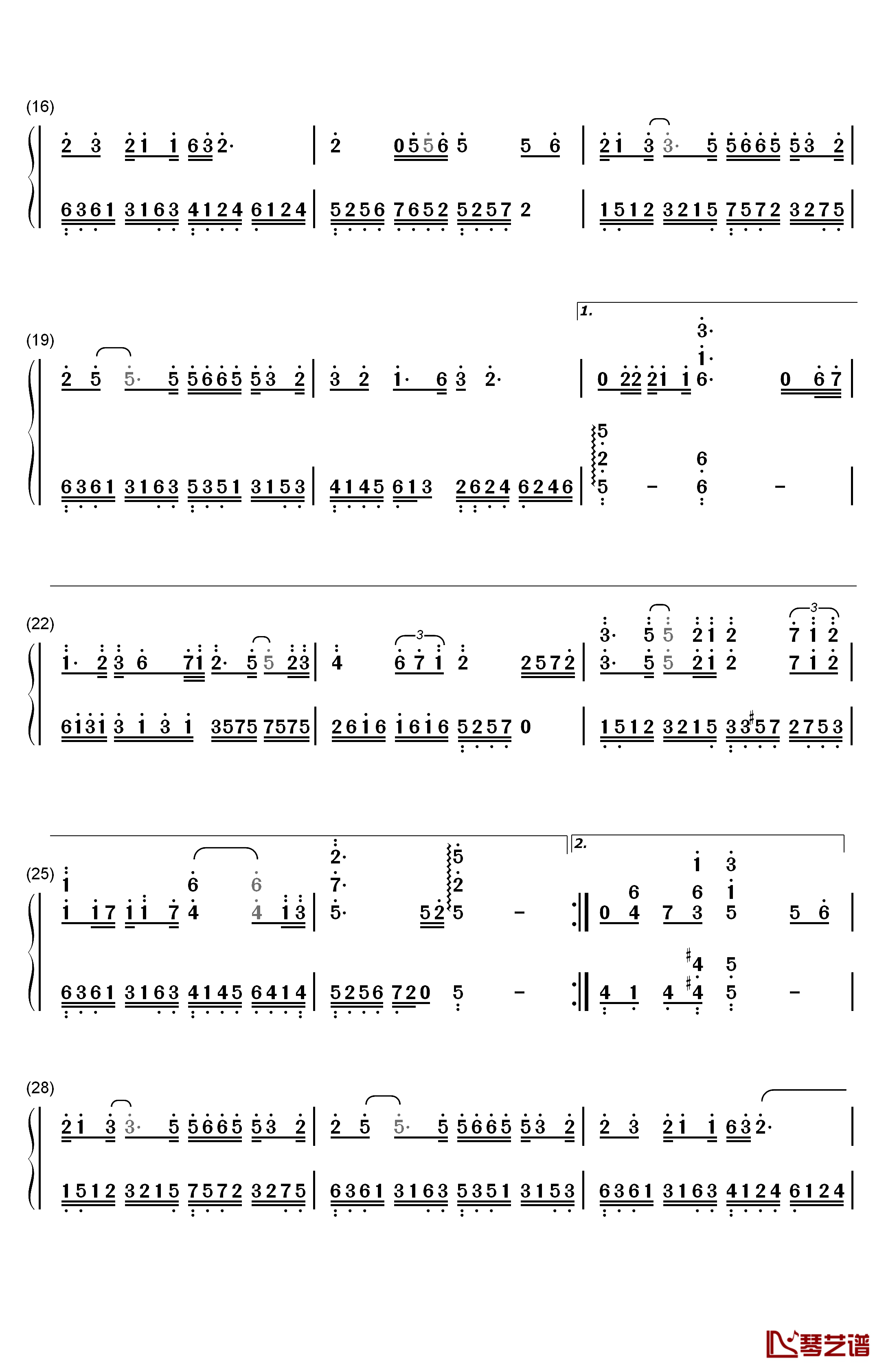 若即若离钢琴简谱-数字双手-孙楠2