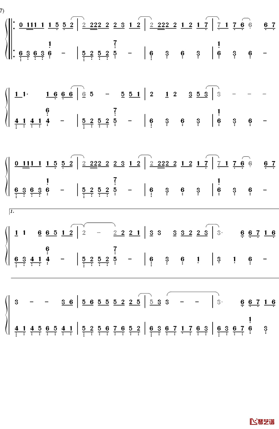 倾尽天下钢琴简谱-数字双手-河图2