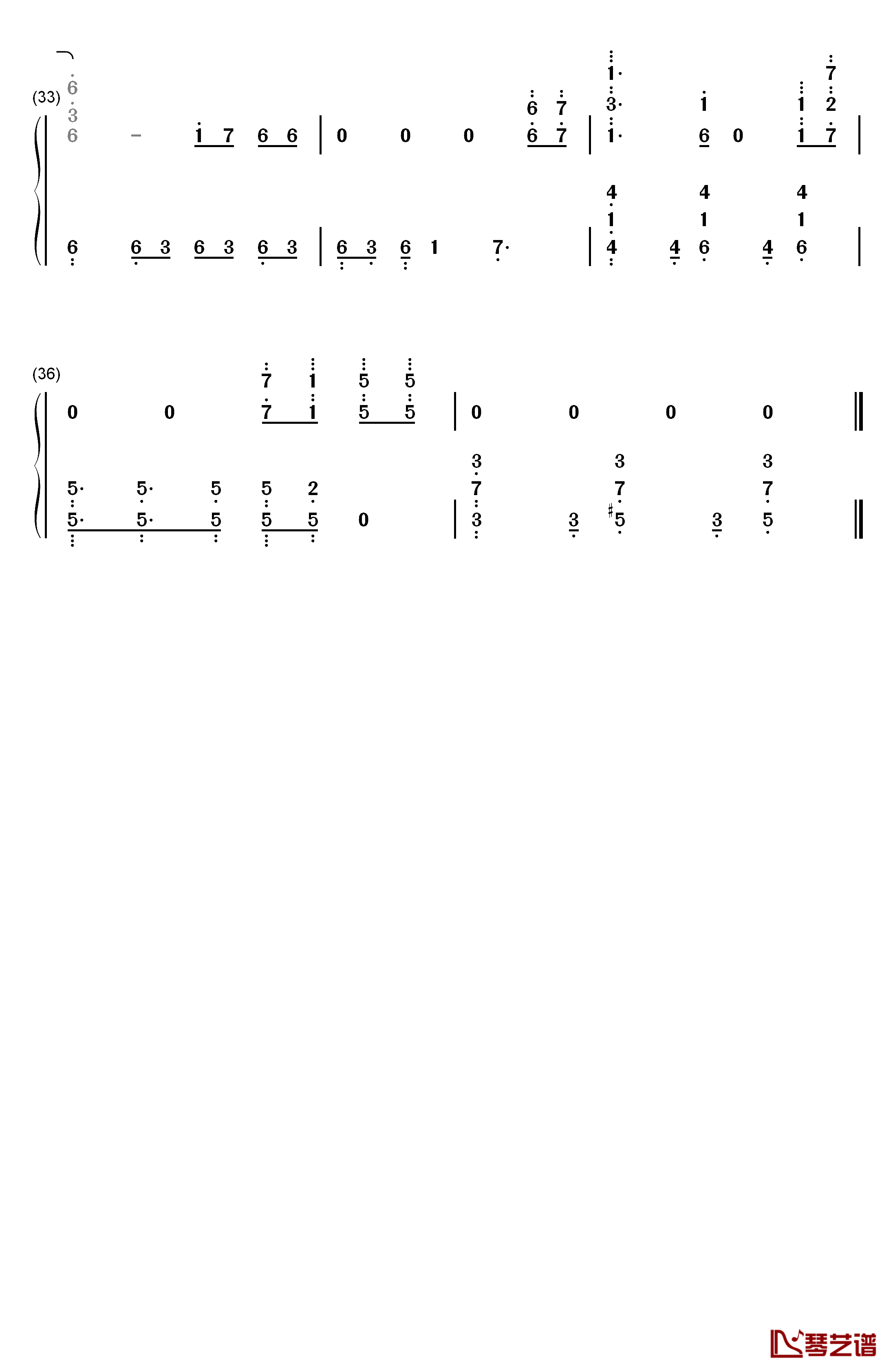 荣耀再临钢琴简谱-数字双手-大胆音组3