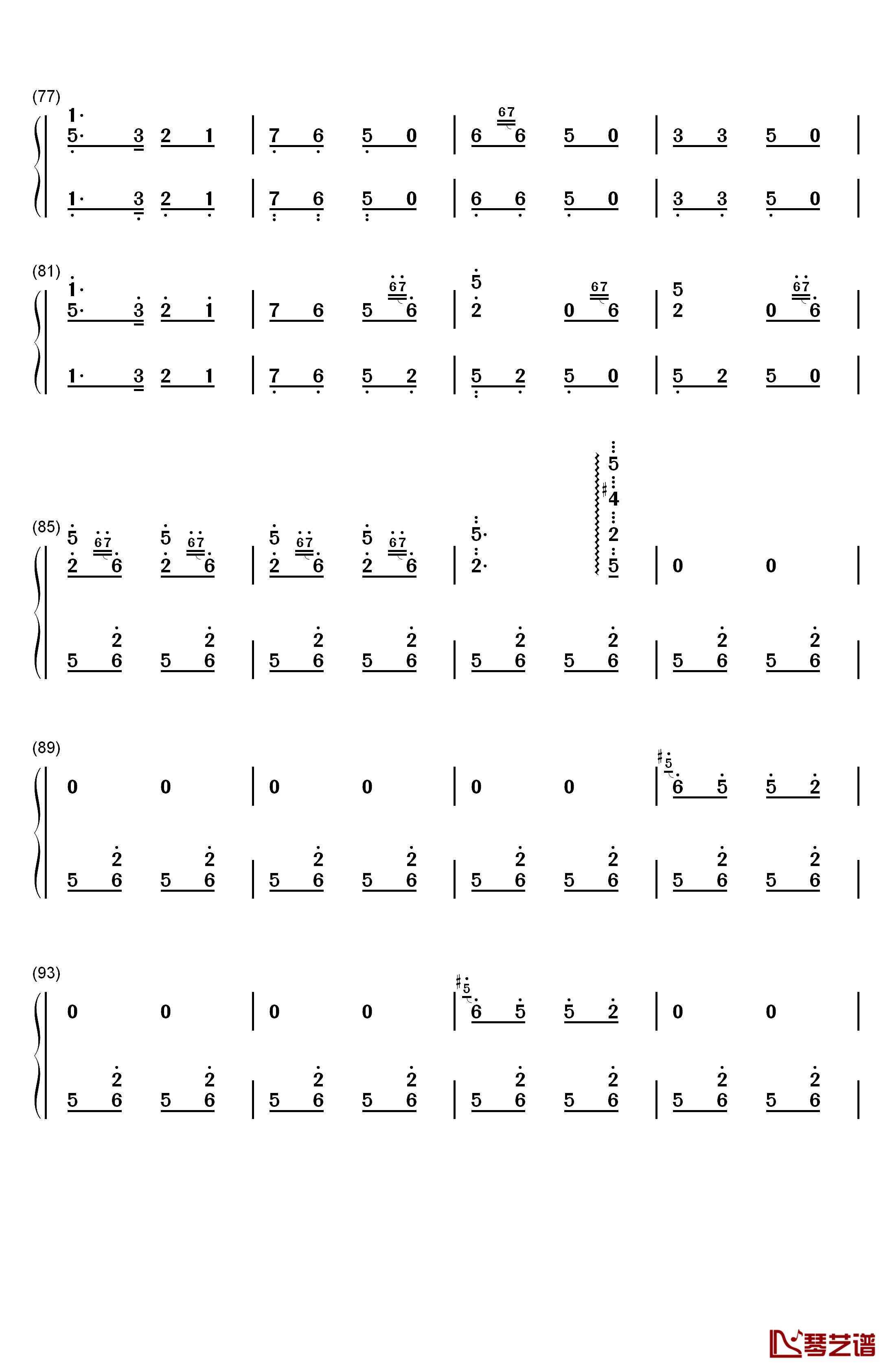 百鸟朝凤钢琴简谱-数字双手-王建中5